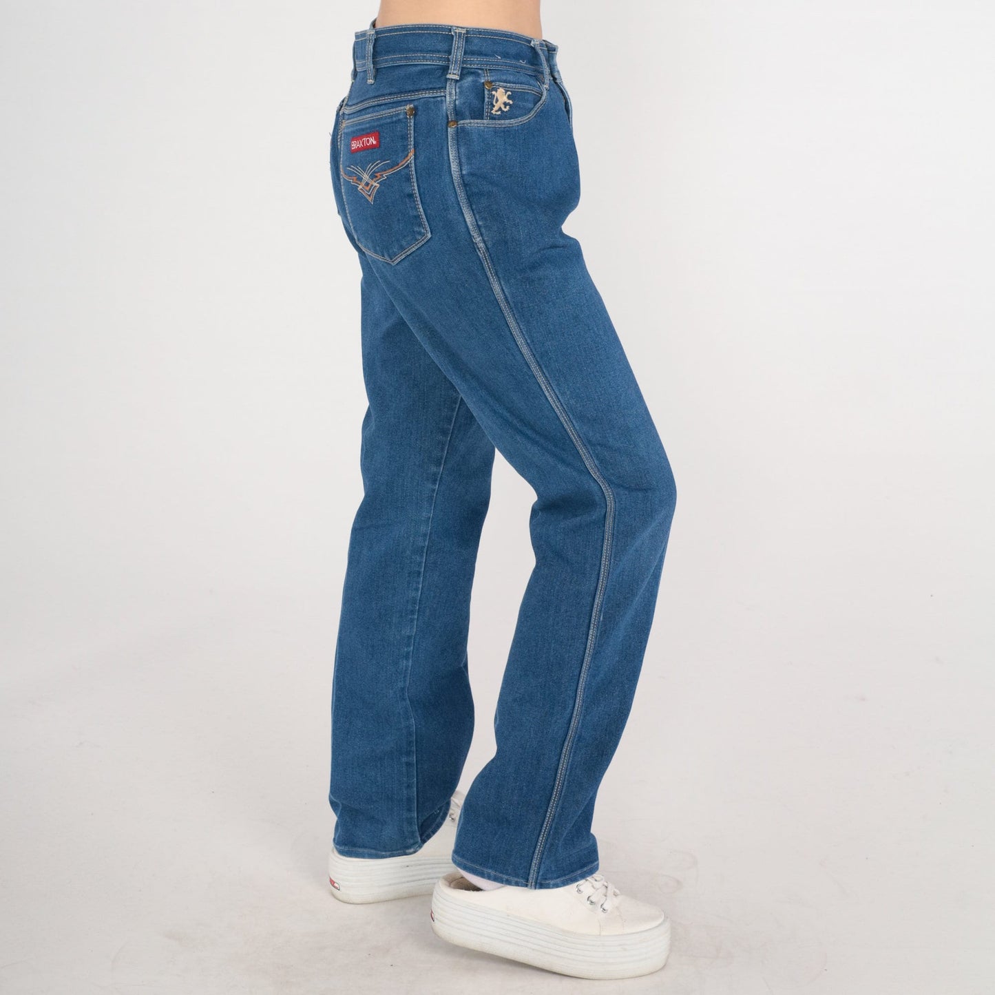 80s Braxton High-Waist Straight Leg Jeans Blue Denim Medium Tall