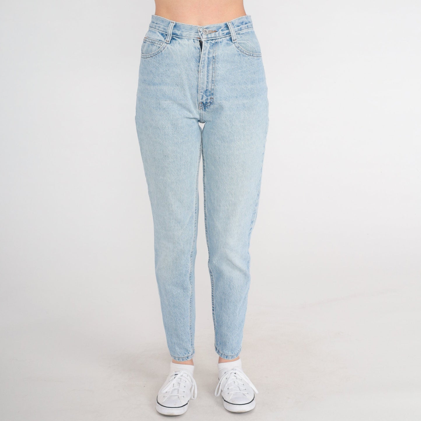 90s Jordache High-Waist Mom Jeans Ankle Zip Blue Denim Extra Small
