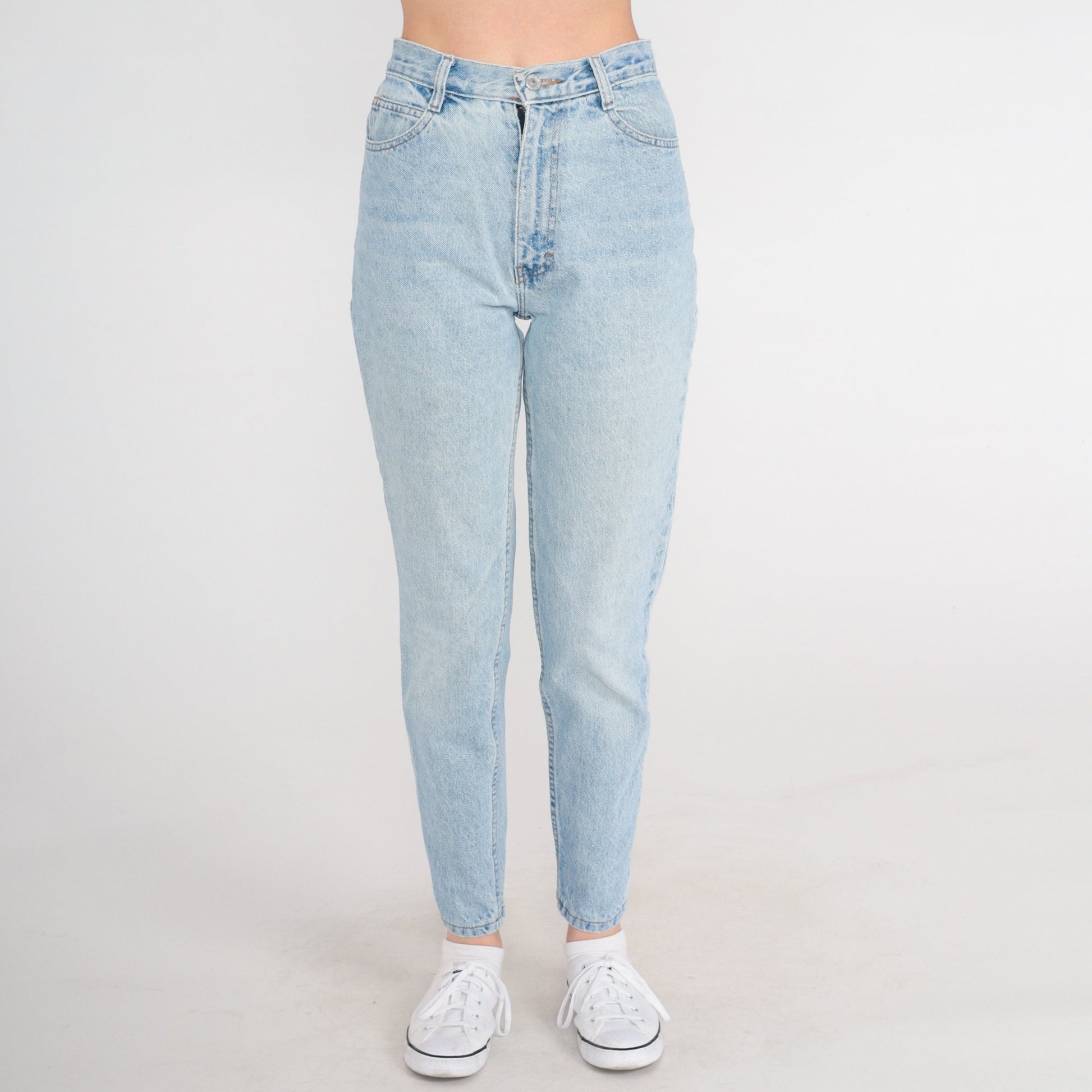 90s Jordache High-Waist Mom Jeans Ankle Zip Blue Denim Extra Small