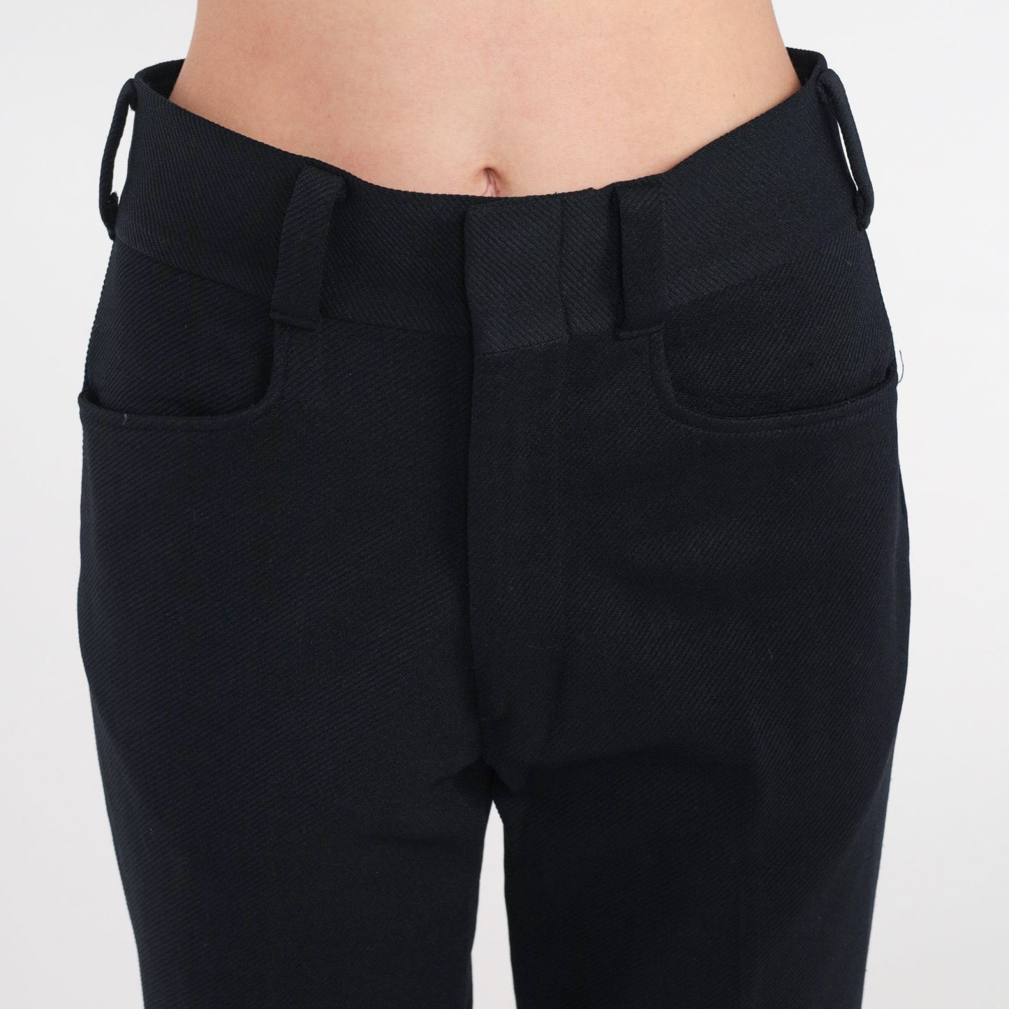 70s Black Flared Trousers Mid Rise Vintage 1970s Pants Medium