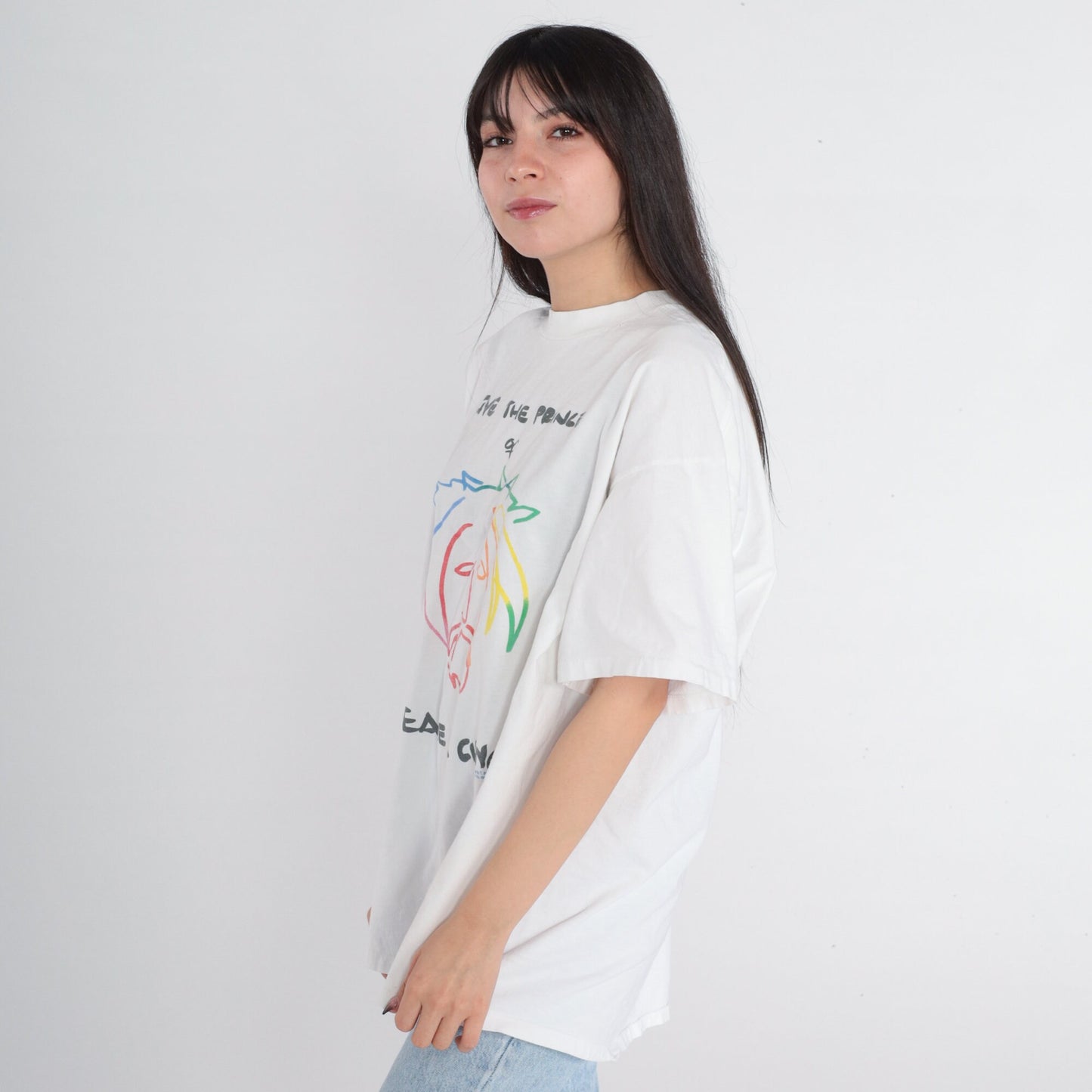90s Christian Jesus Graphic Tee "Give the Prince of Peace a Chance" White Cotton XXL