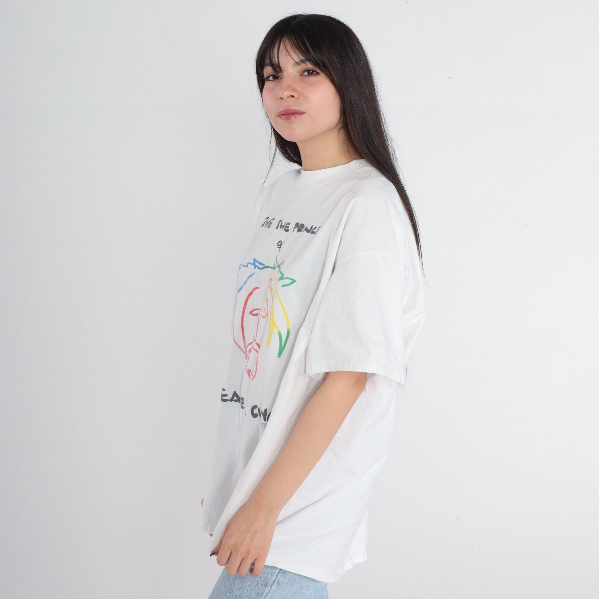 90s Christian Jesus Graphic Tee "Give the Prince of Peace a Chance" White Cotton XXL