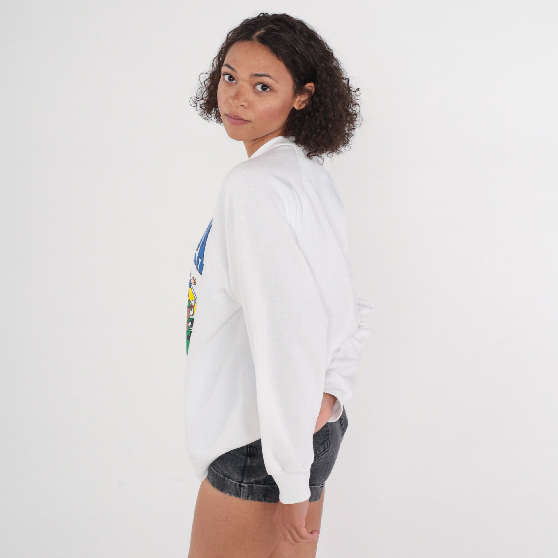 90s Mr. Grandpa of The Year Raglan Sweatshirt White Graphic Crewneck Large L