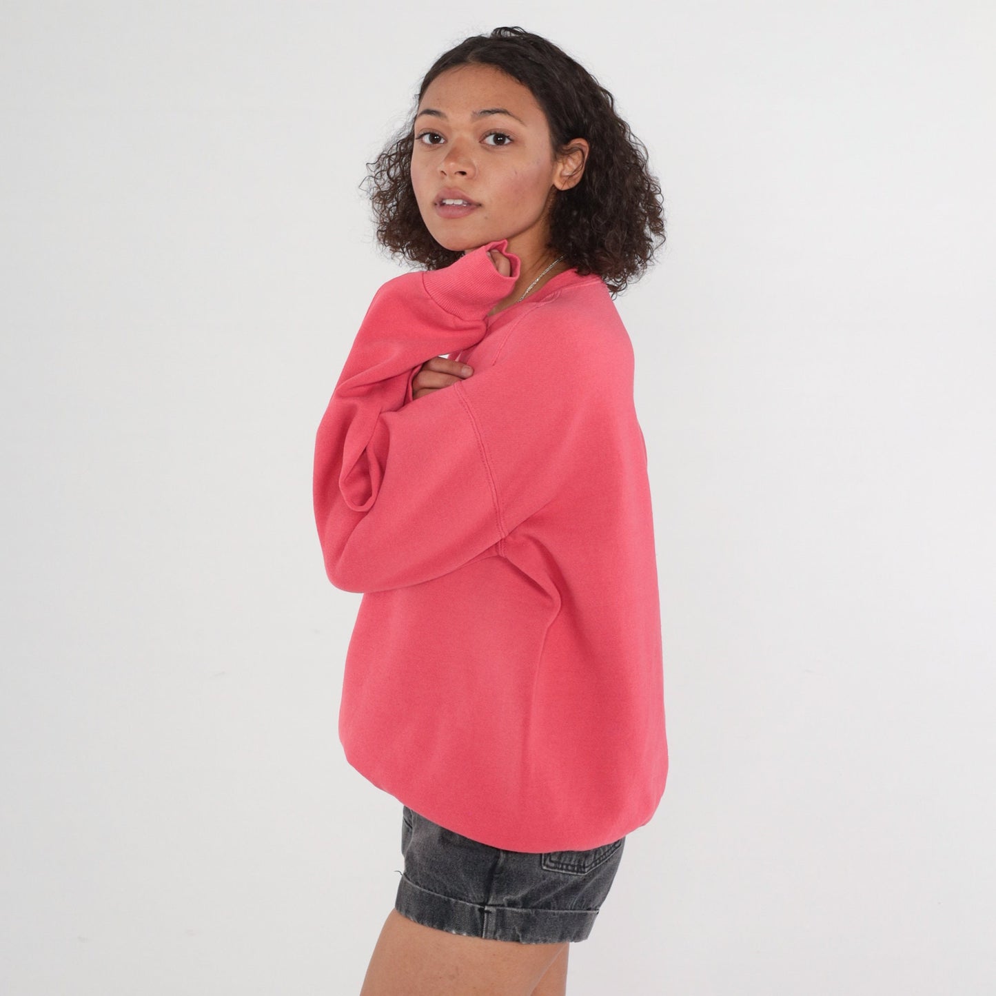 90s Pink Monogrammed A Sweatshirt Embroidered Crewneck Pullover Large L