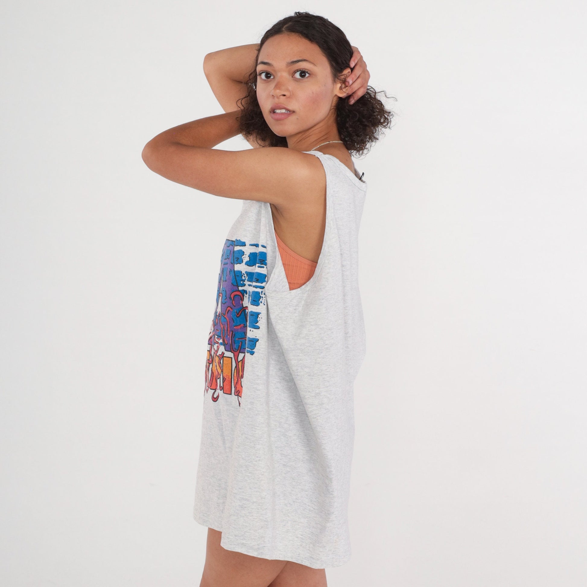 90s USA Olympic Games Tank Top Graphic Tee Single Stitch Grey Extra Large XL