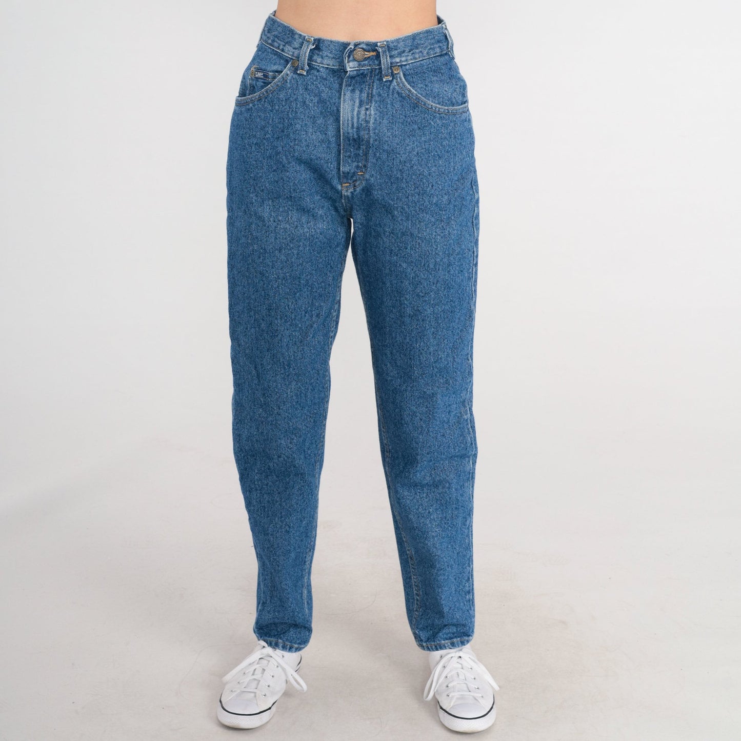Lee Tapered High-Waist Jeans 90s Stone Wash Blue Denim Small 6