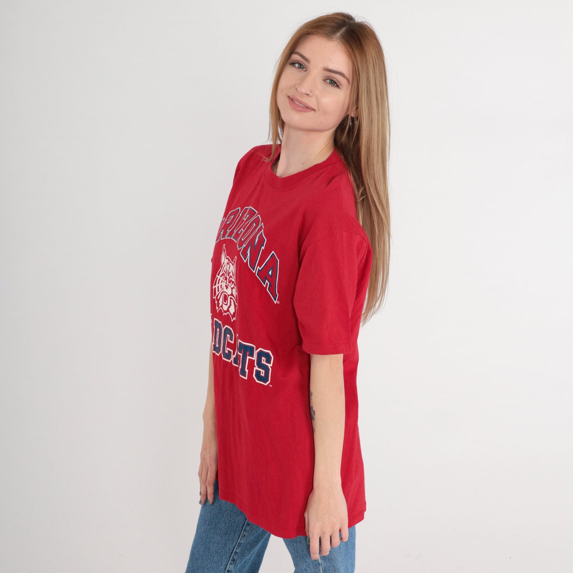 90s Arizona Wildcats University T-Shirt Red Graphic Tee Medium M