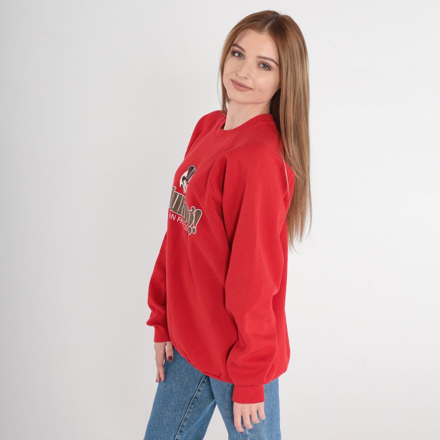 90s San Francisco Bah Humbug Bear Sweatshirt Red Raglan Crewneck Large