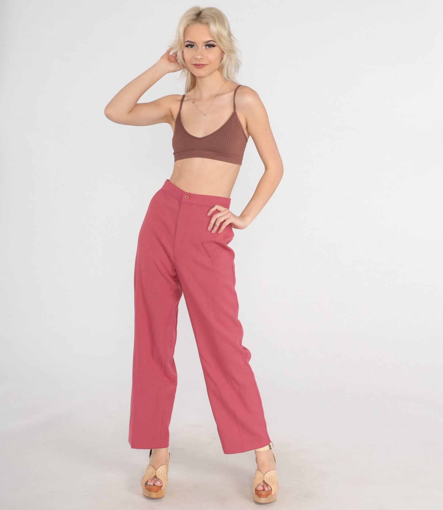 70s Levi's Bend Over High-Waist Tapered Trousers Pink Extra Small XS