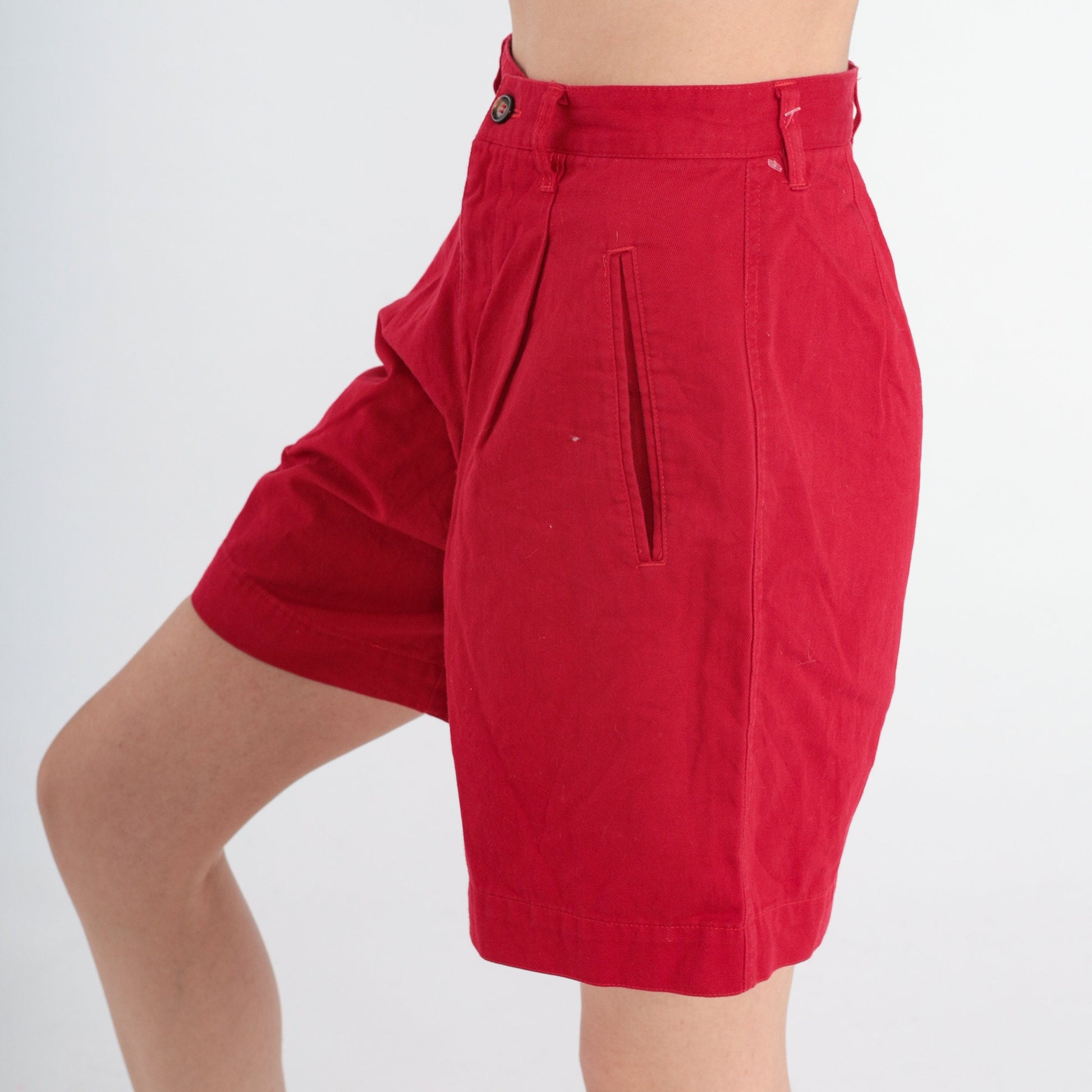 90s Casual Corner Red Pleated High-Waist Shorts Small S