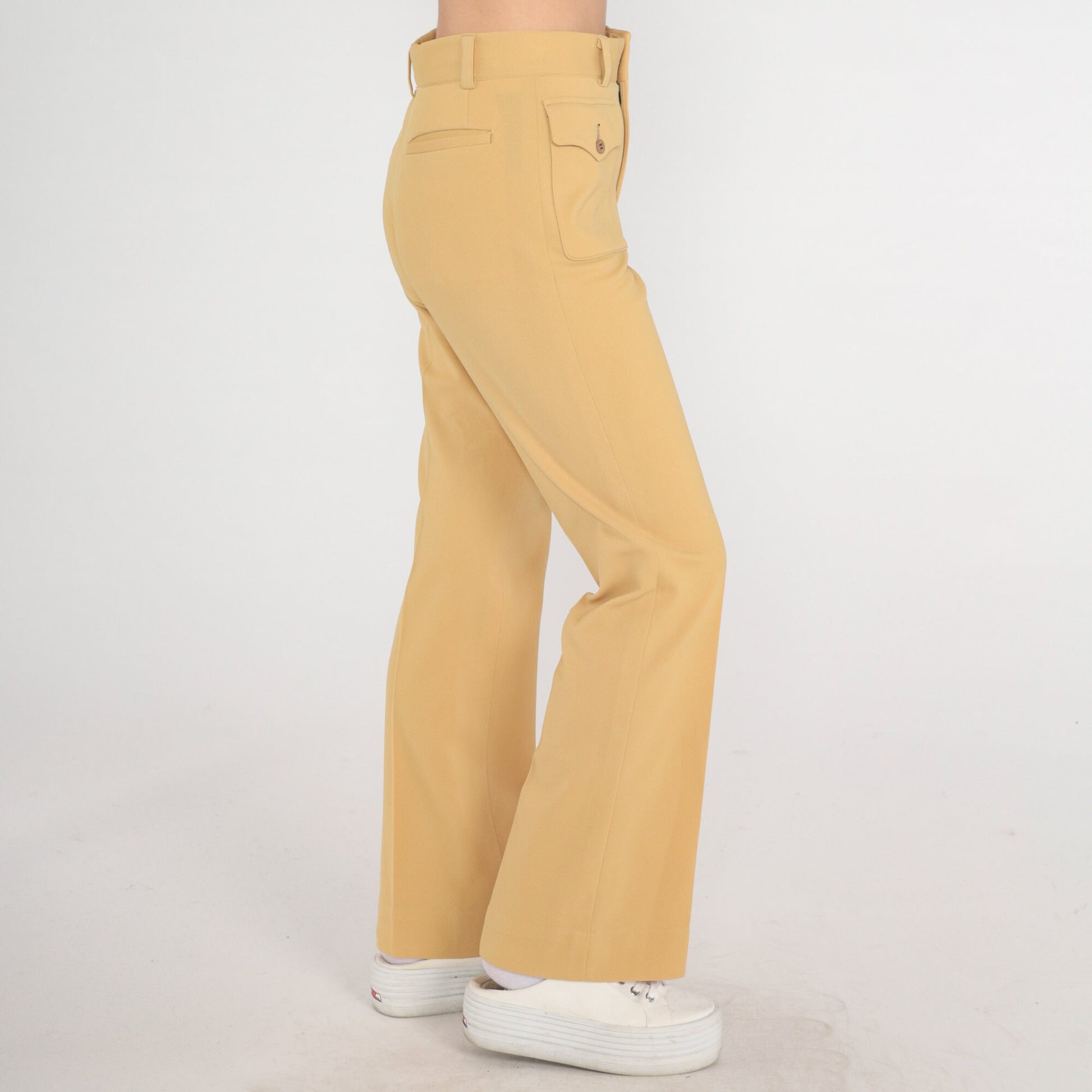 70s Sand Bell Bottom Flare Pants High Rise Vintage Small S