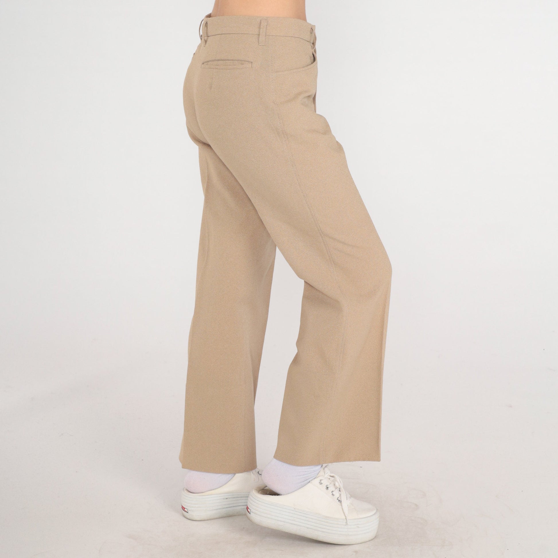 90s Tan High-Waisted Straight Leg Trousers Medium