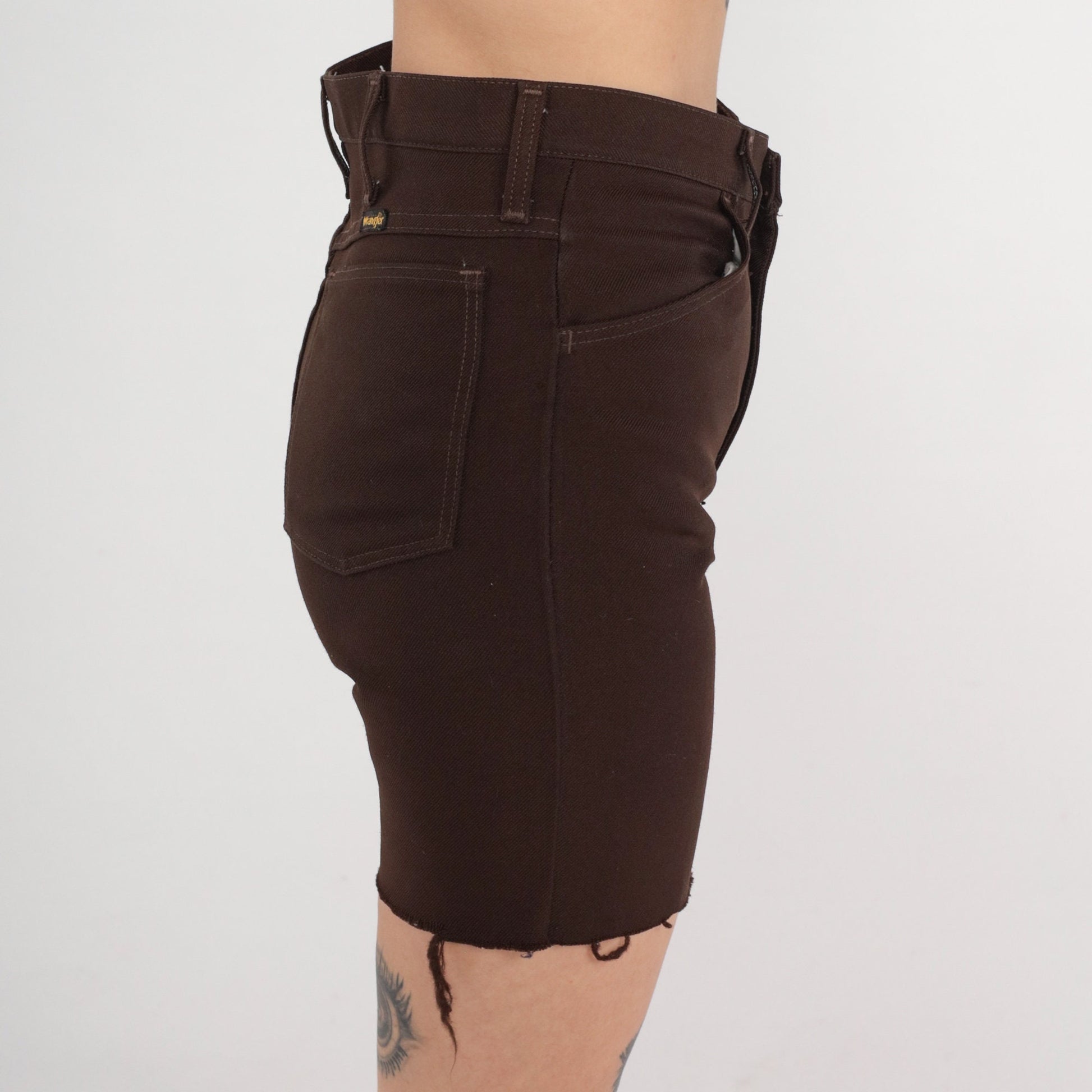 80s Wrangler Chocolate Brown High-Rise Cutoff Shorts Small