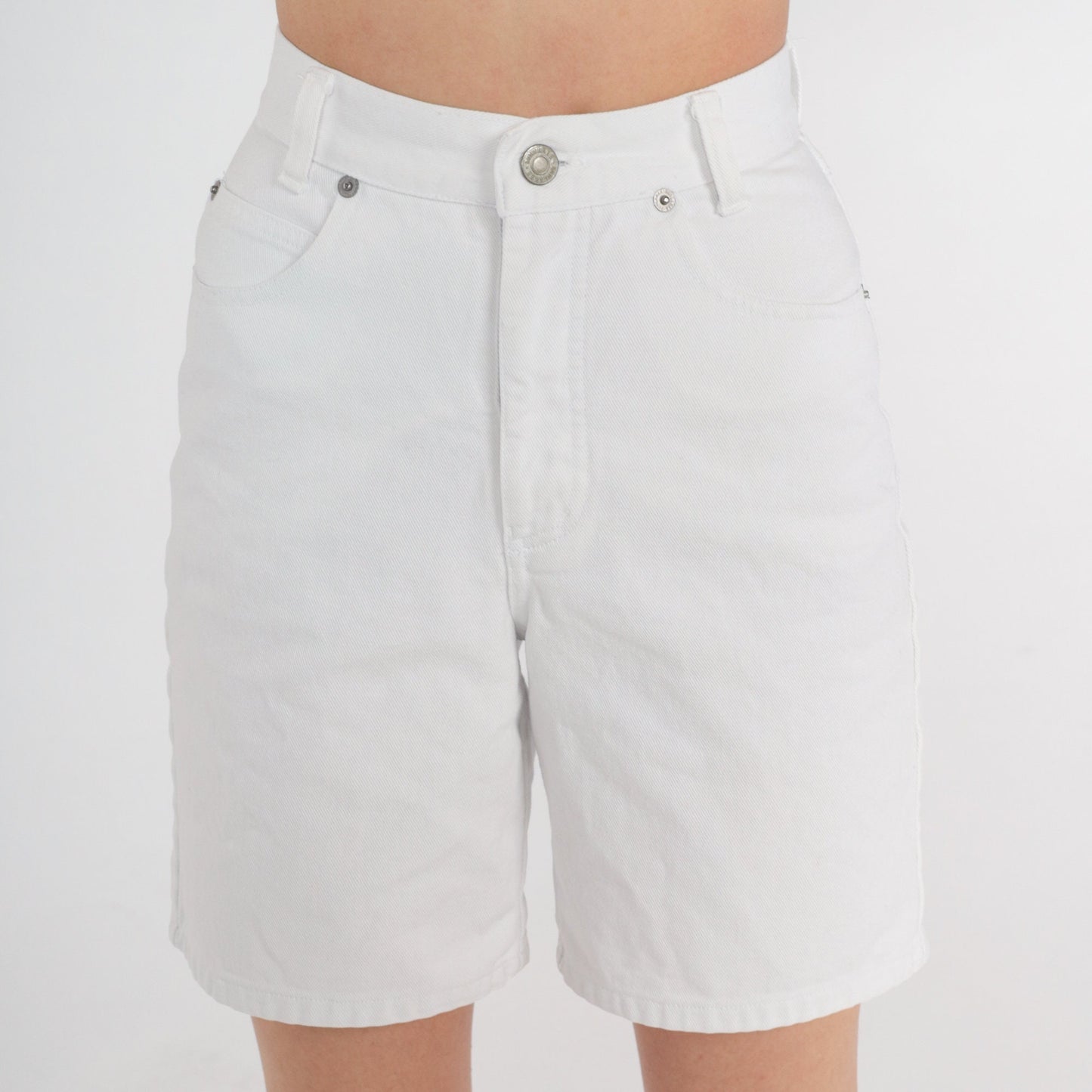 90s White Denim High-Waist Jean Shorts Cotton Extra Small XS