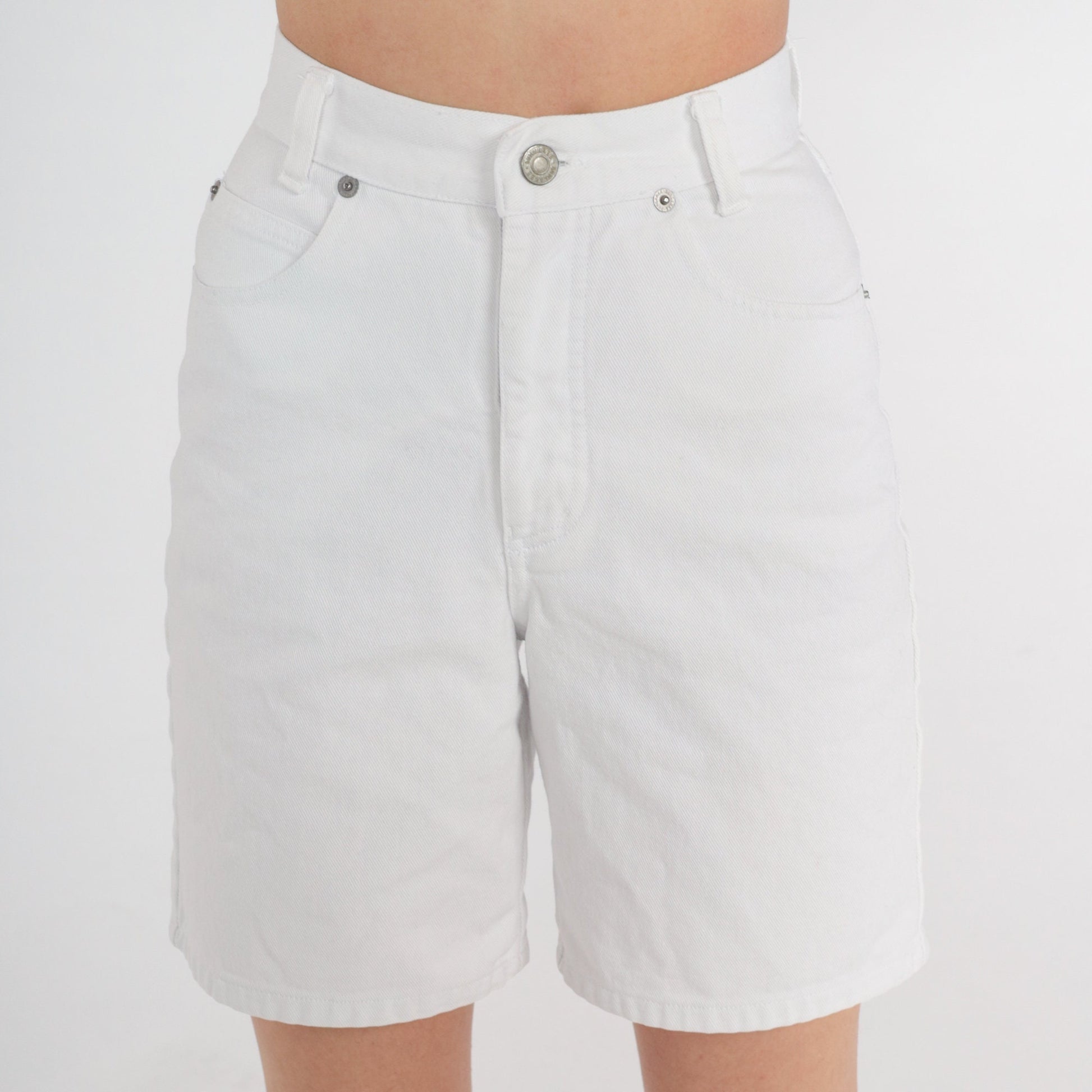 90s White Denim High-Waist Jean Shorts Cotton Extra Small XS
