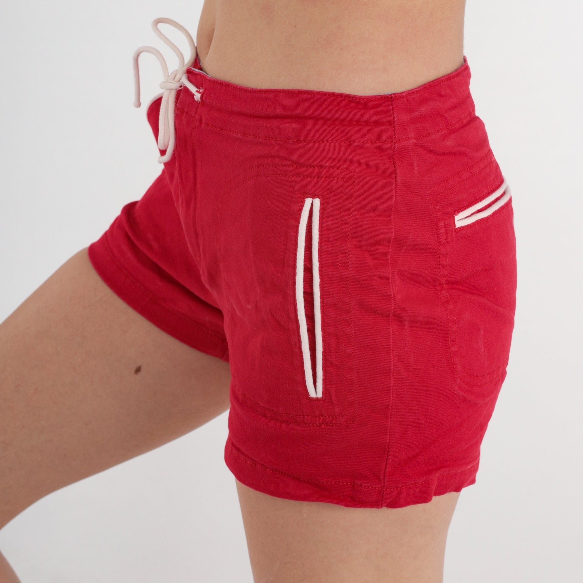 90s Tommy Hilfiger Athletic Shorts Red Cotton Drawstring Extra Small