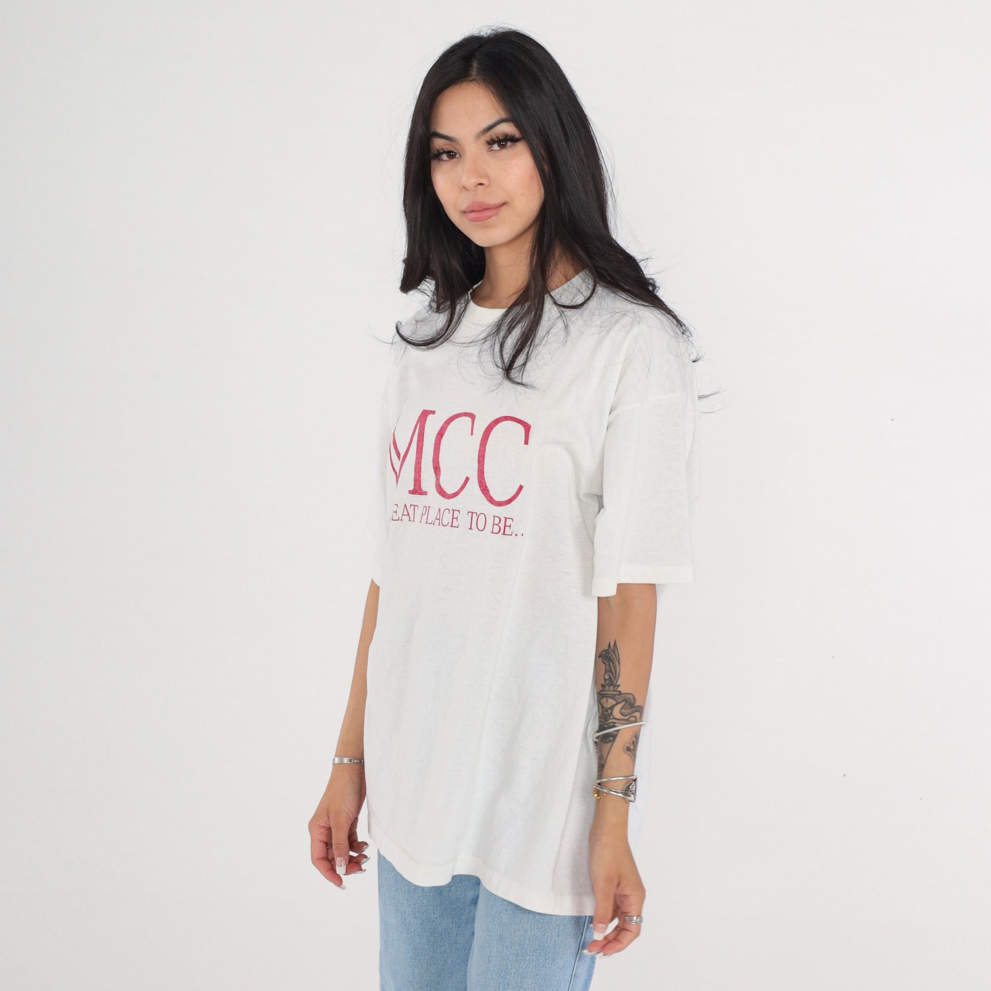 90s MCC A Great Place To Be Graphic T-Shirt White Single Stitch Extra Large