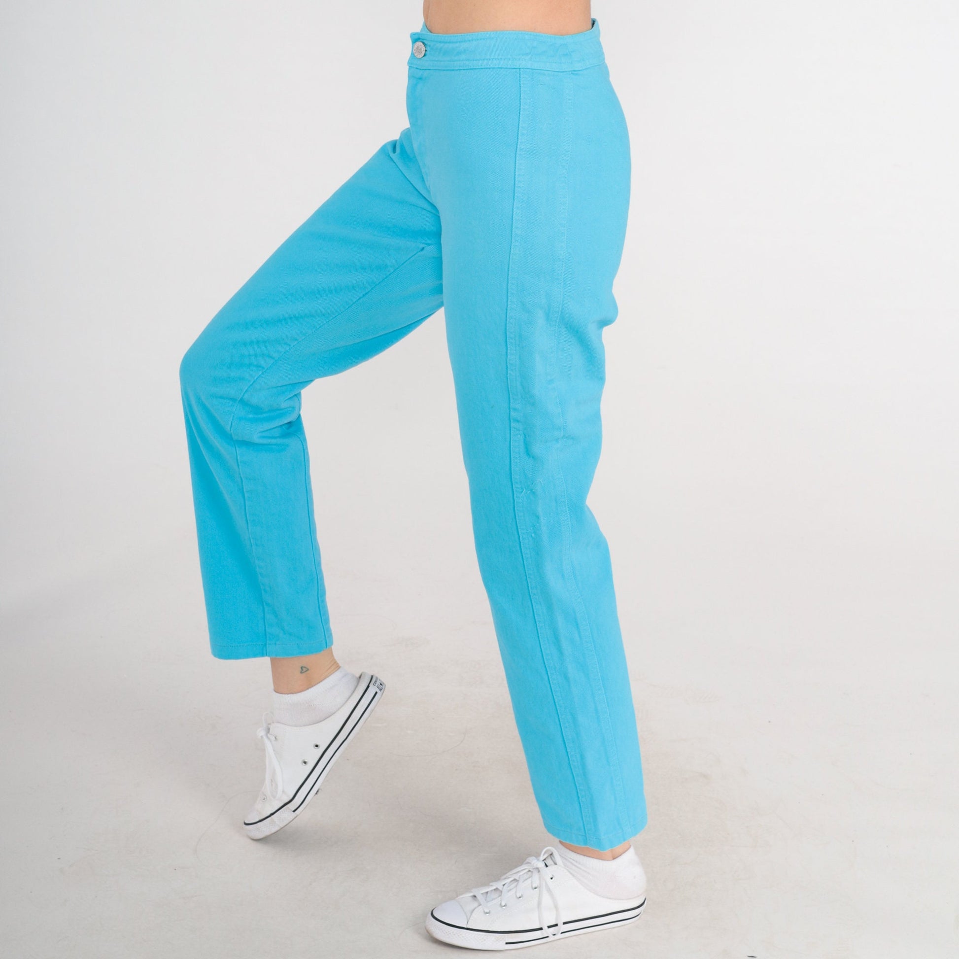 90s Kenzo Bright Blue Mid Rise Straight Leg Jeans Extra Small