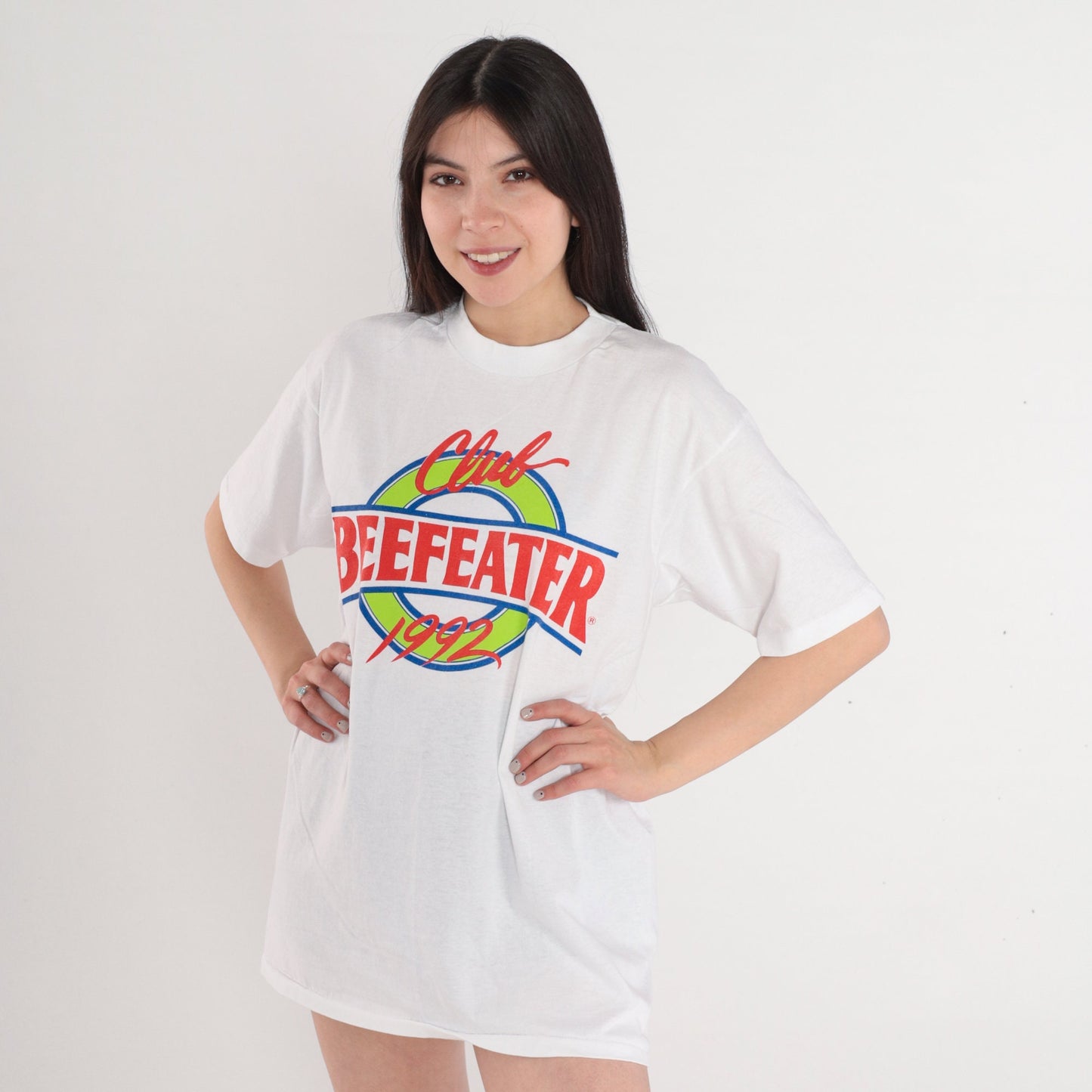 90s Beefeater Gin Club Graphic T-Shirt White Single Stitch Large