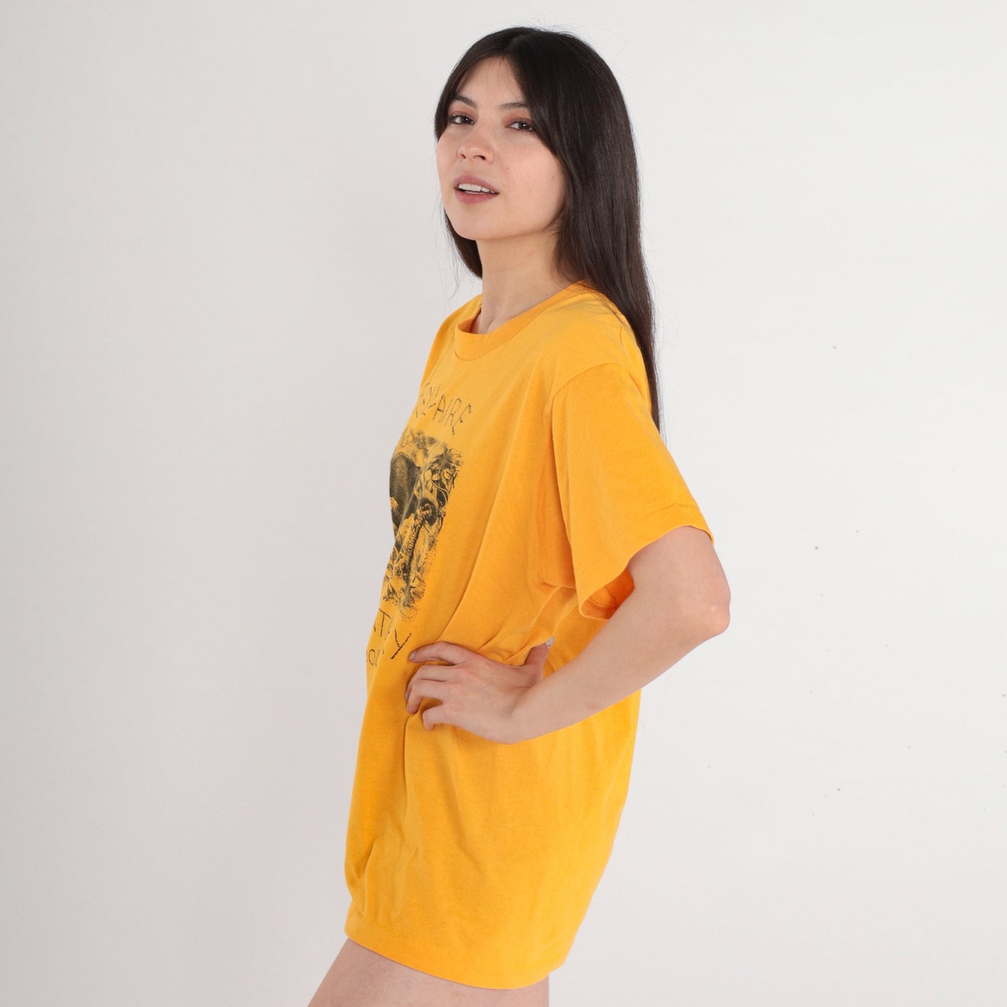 90s Bellaire Elementary School Yellow Elephant Graphic Tee Single Stitch Medium