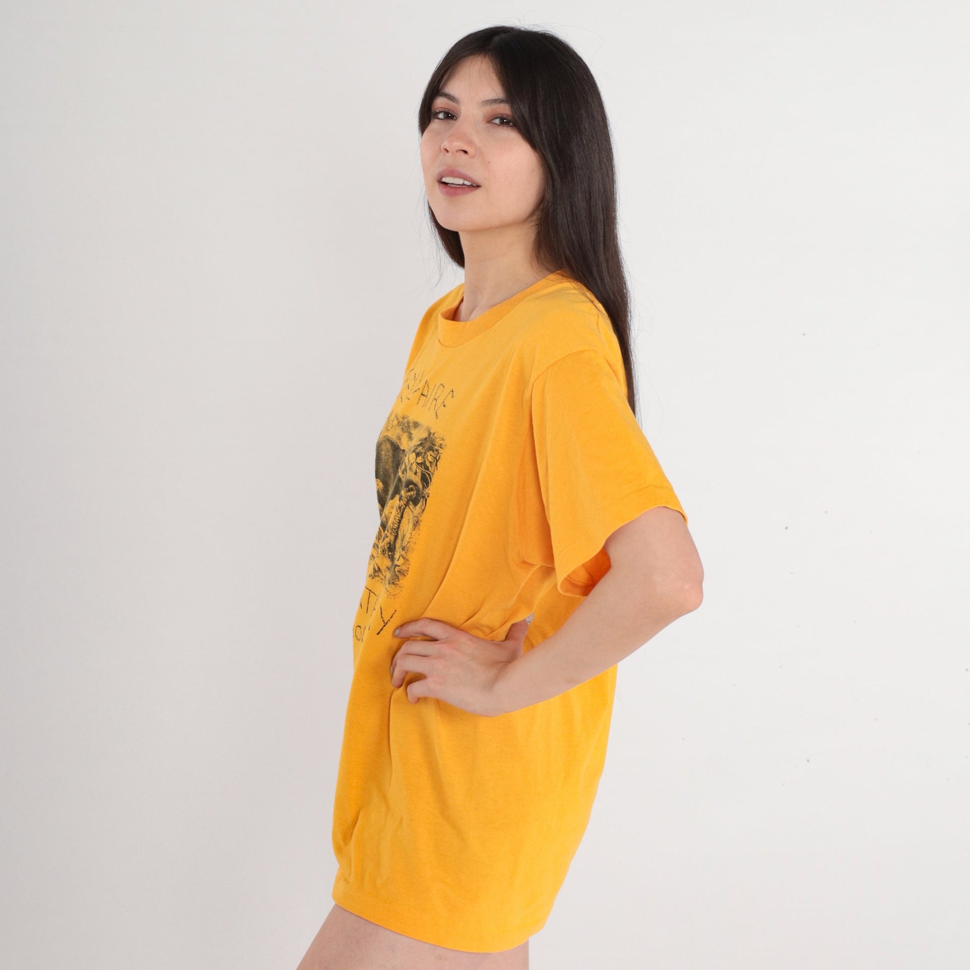 90s Bellaire Elementary School Yellow Elephant Graphic Tee Single Stitch Medium