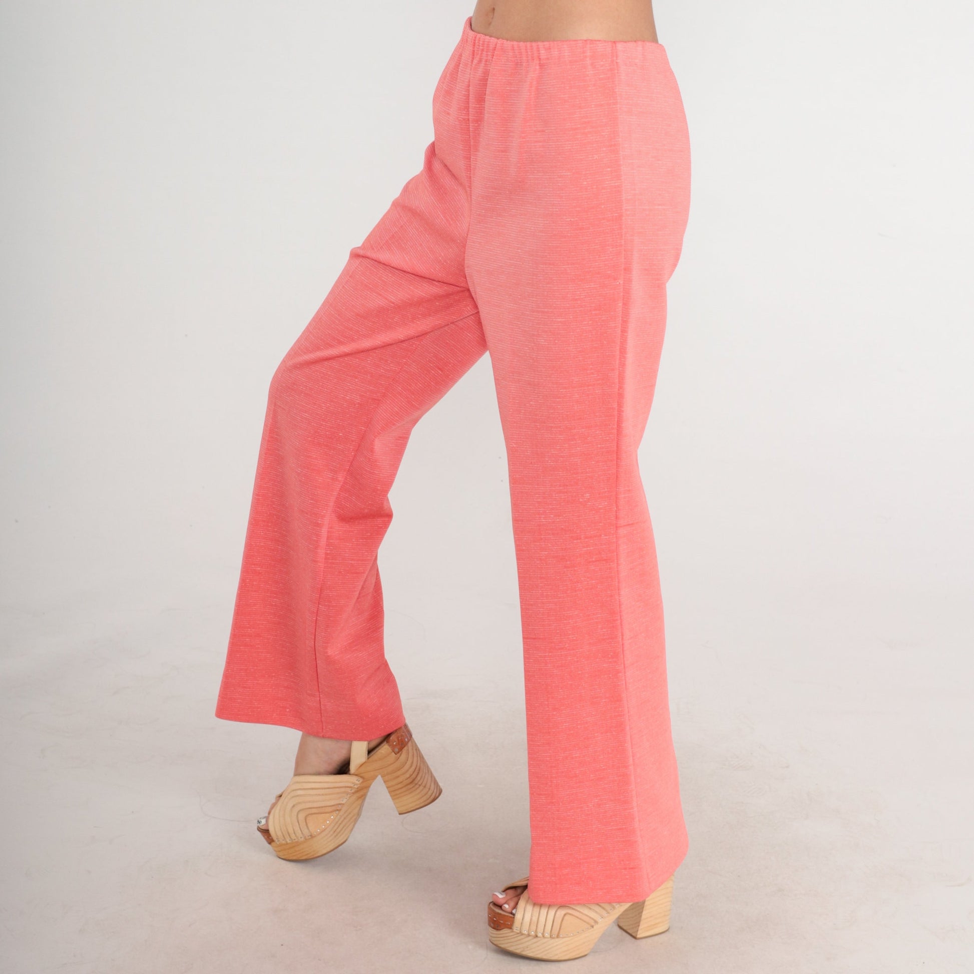 70s Pink High-Waist Bell Bottom Trousers Medium M