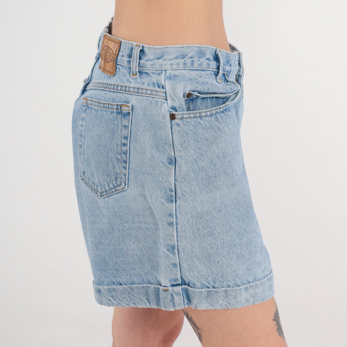 90s Sonoma Denim Shorts High Waist Cuffed Light Wash Blue Large