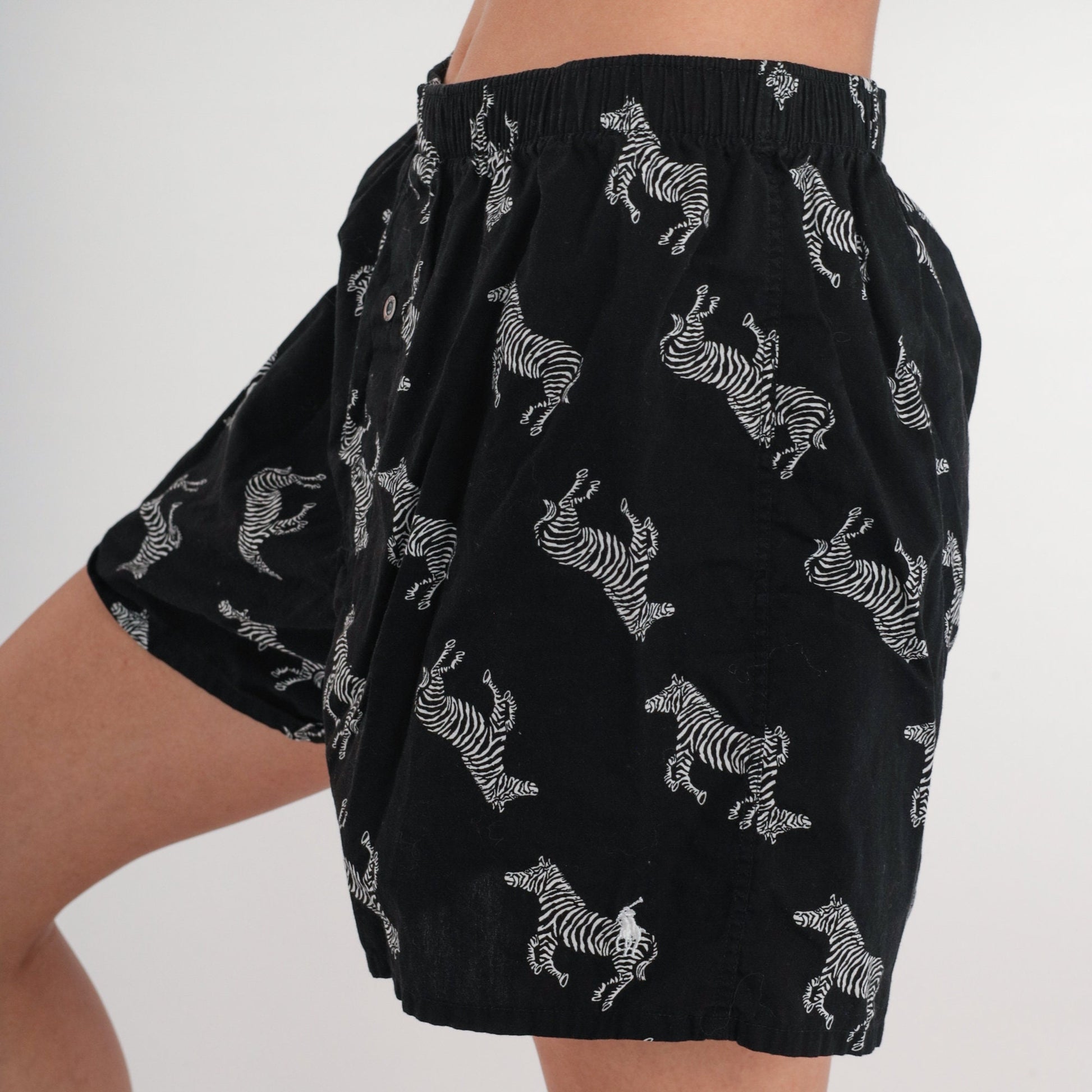 90s Ralph Lauren Zebra Boxer Shorts Black Animal Print Medium M