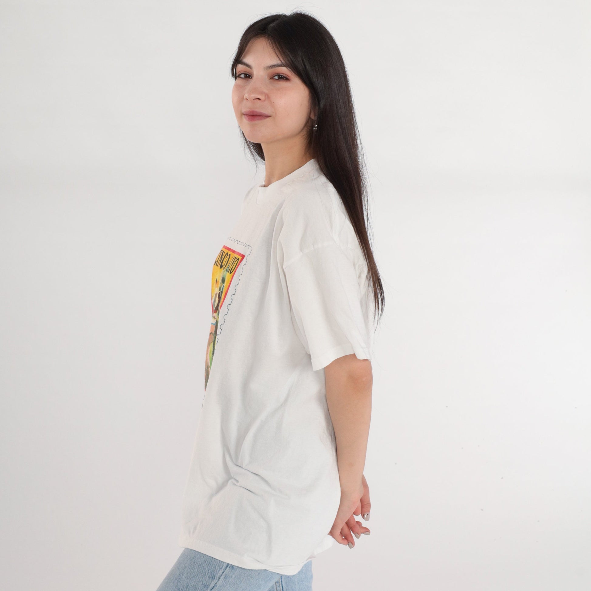 90s USPS Cinco De Mayo Stamp Graphic T-Shirt White Cotton Tee Extra Large XL