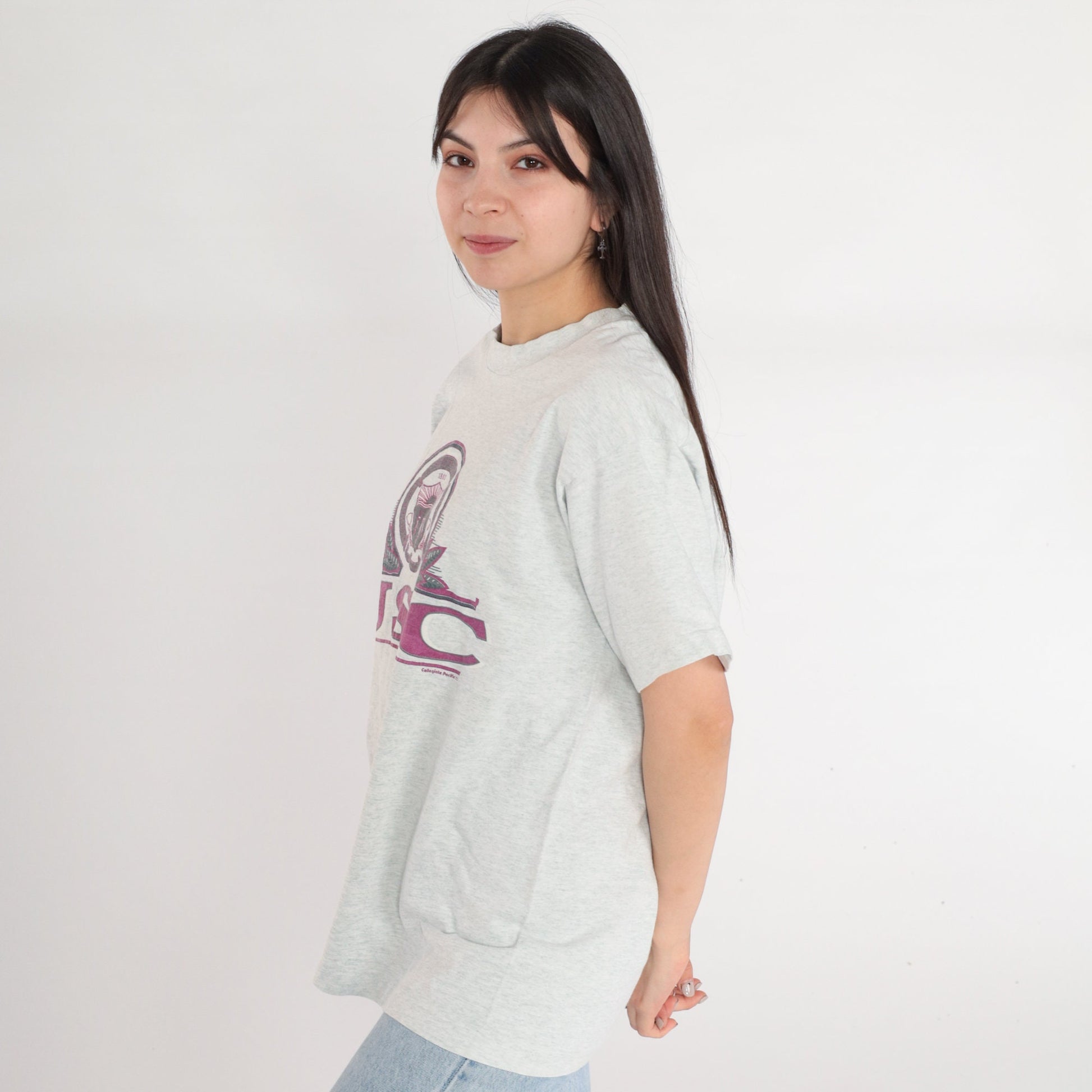 90s USC Trojans Graphic T-Shirt Heather Grey College Tee Medium