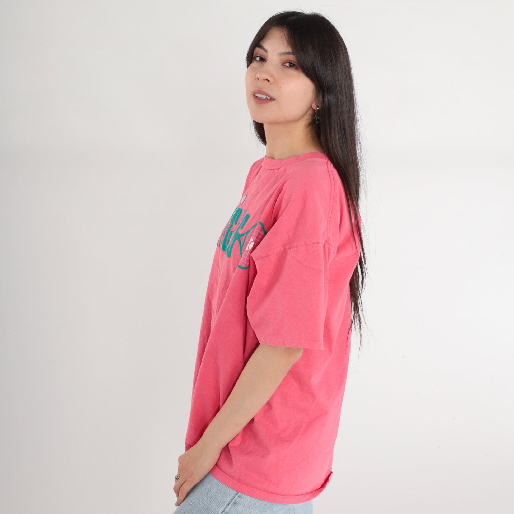 90s Chicago Sports Graphic T-Shirt Pink Cotton Tee One Size