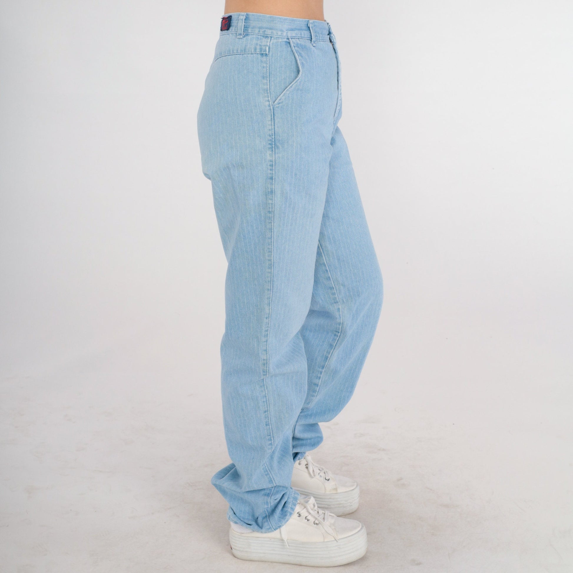 70s Panhandle Slim Striped High-Rise Jeans Blue Denim Straight Leg Medium 29