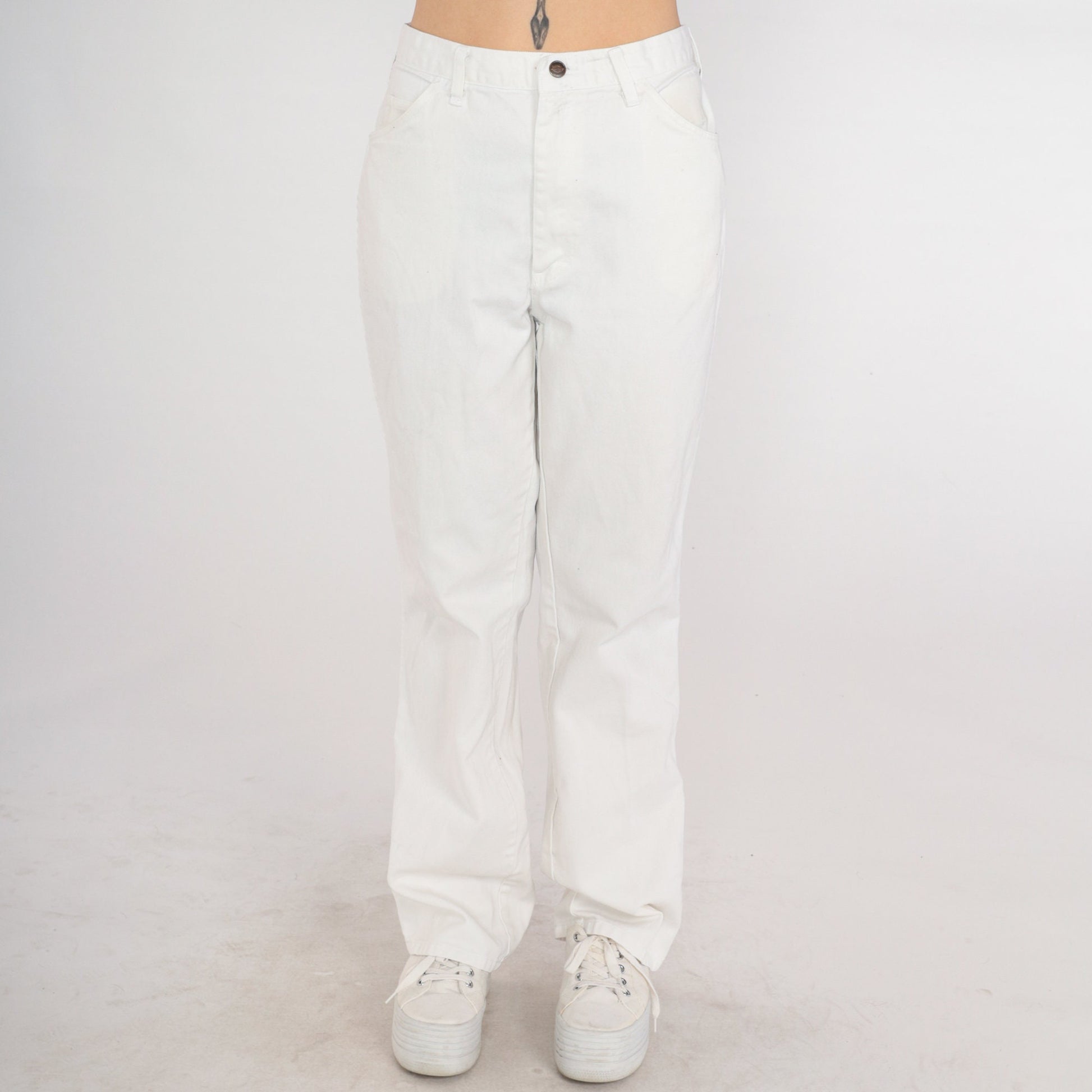 Dickies White Denim High Rise Straight Leg Jeans 00s Workwear Extra Large