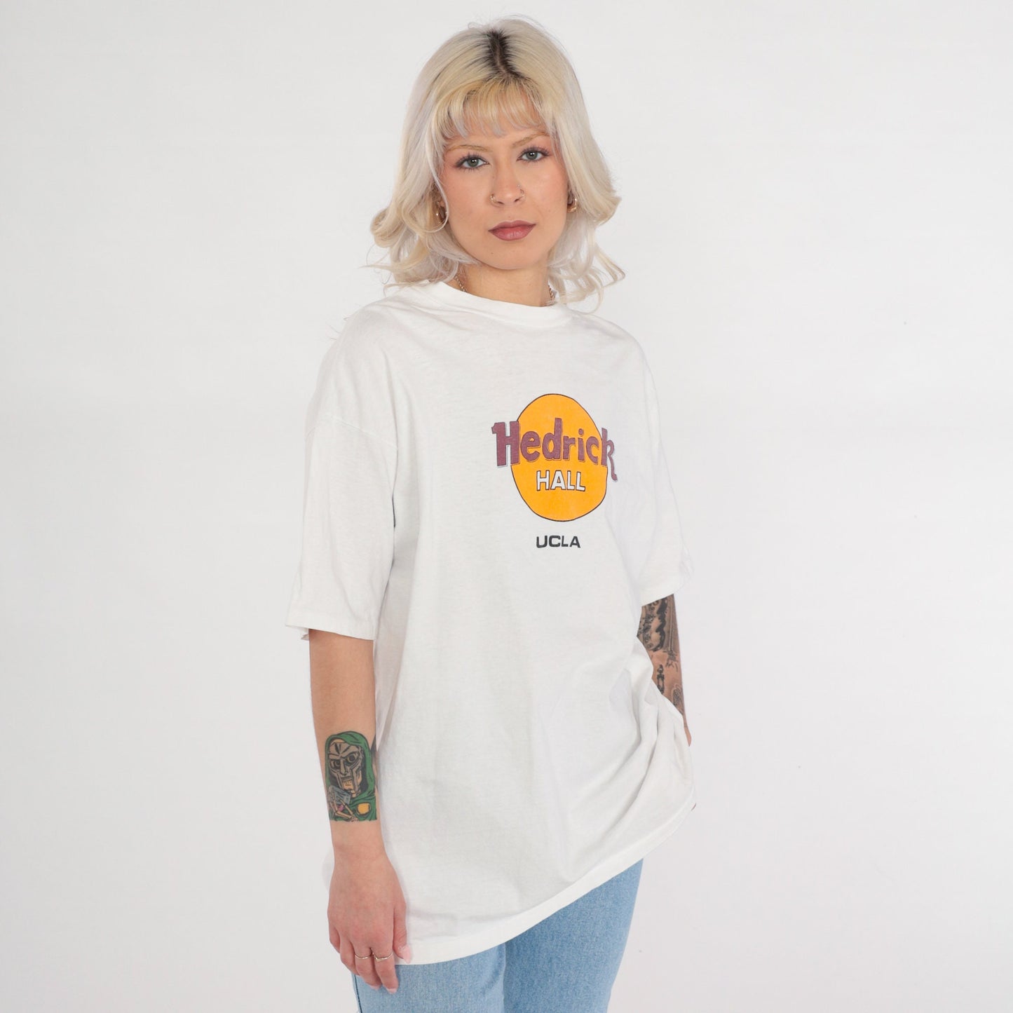 90s UCLA Hedrick Hall Graphic T-Shirt White Cotton Extra Large