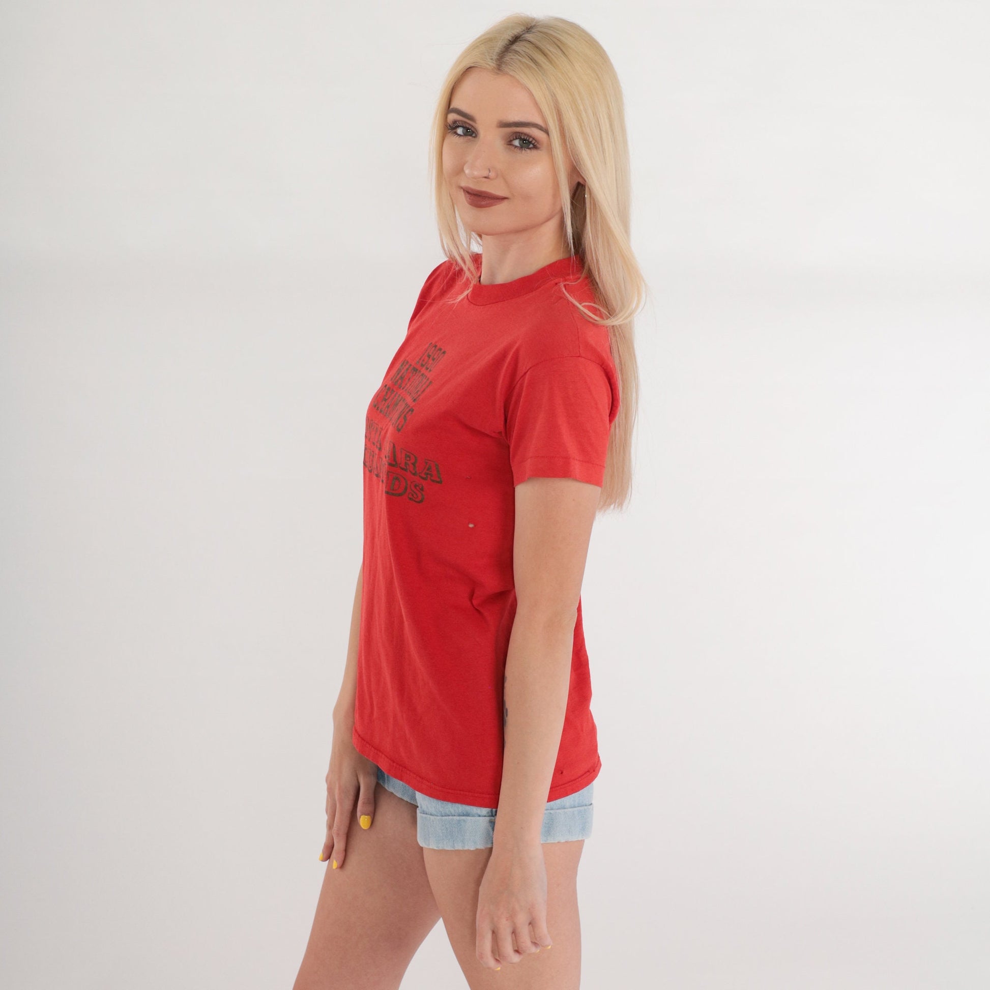 90s Santa Clara Aquamaids 1990 National Champions Graphic Tee Red XS