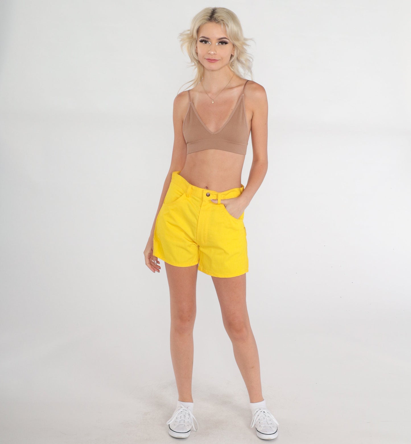 70s Fawn Grove Yellow Cargo Shorts High Rise Cotton Deadstock Small
