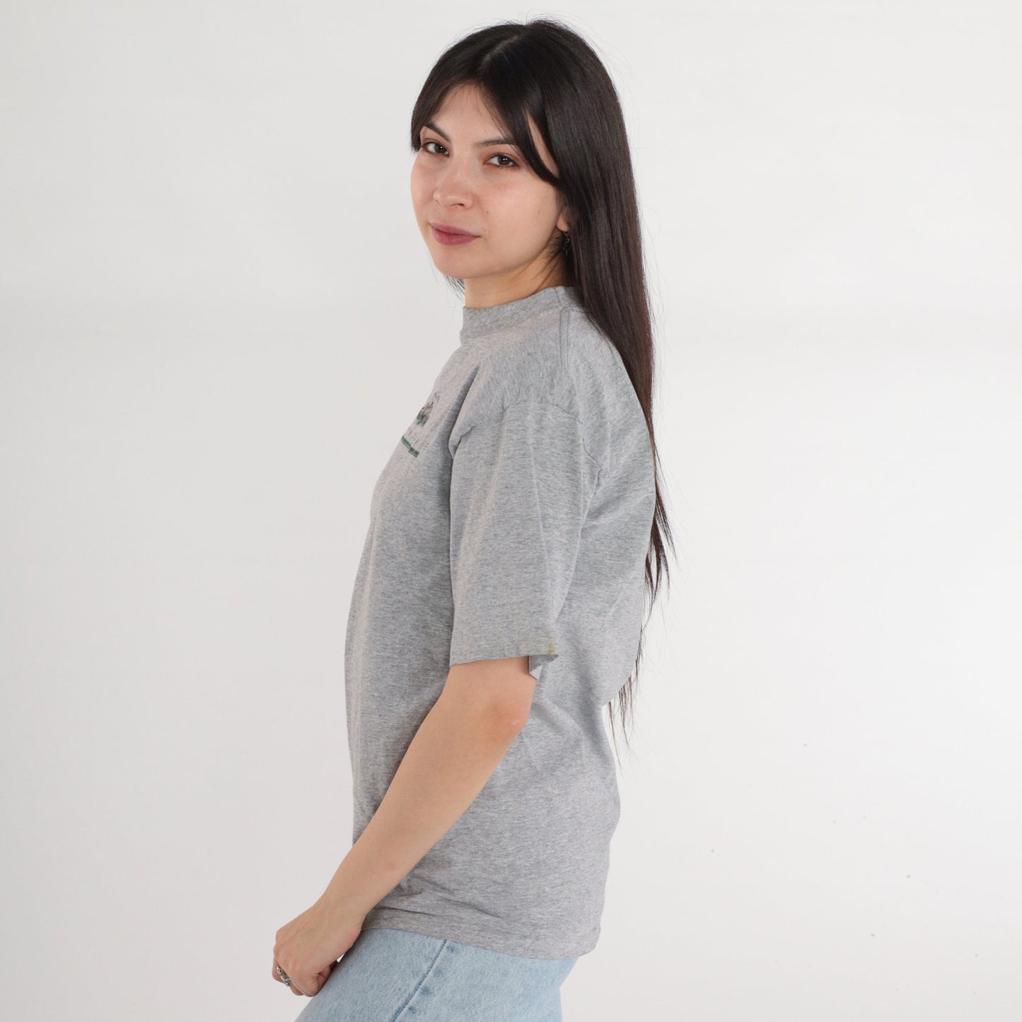 90s Yellowstone National Park Moose Graphic Tee Heather Grey Small