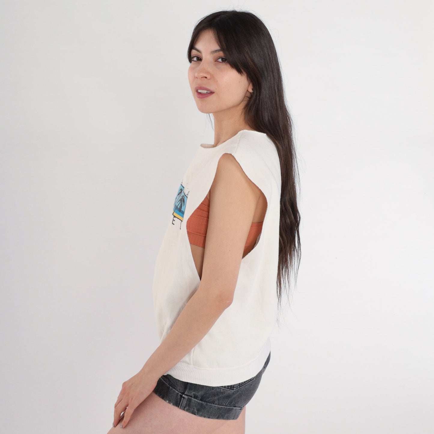 90s Jamaica Hotel Palm Tree Tank Top Graphic Sleeveless Sweatshirt Medium