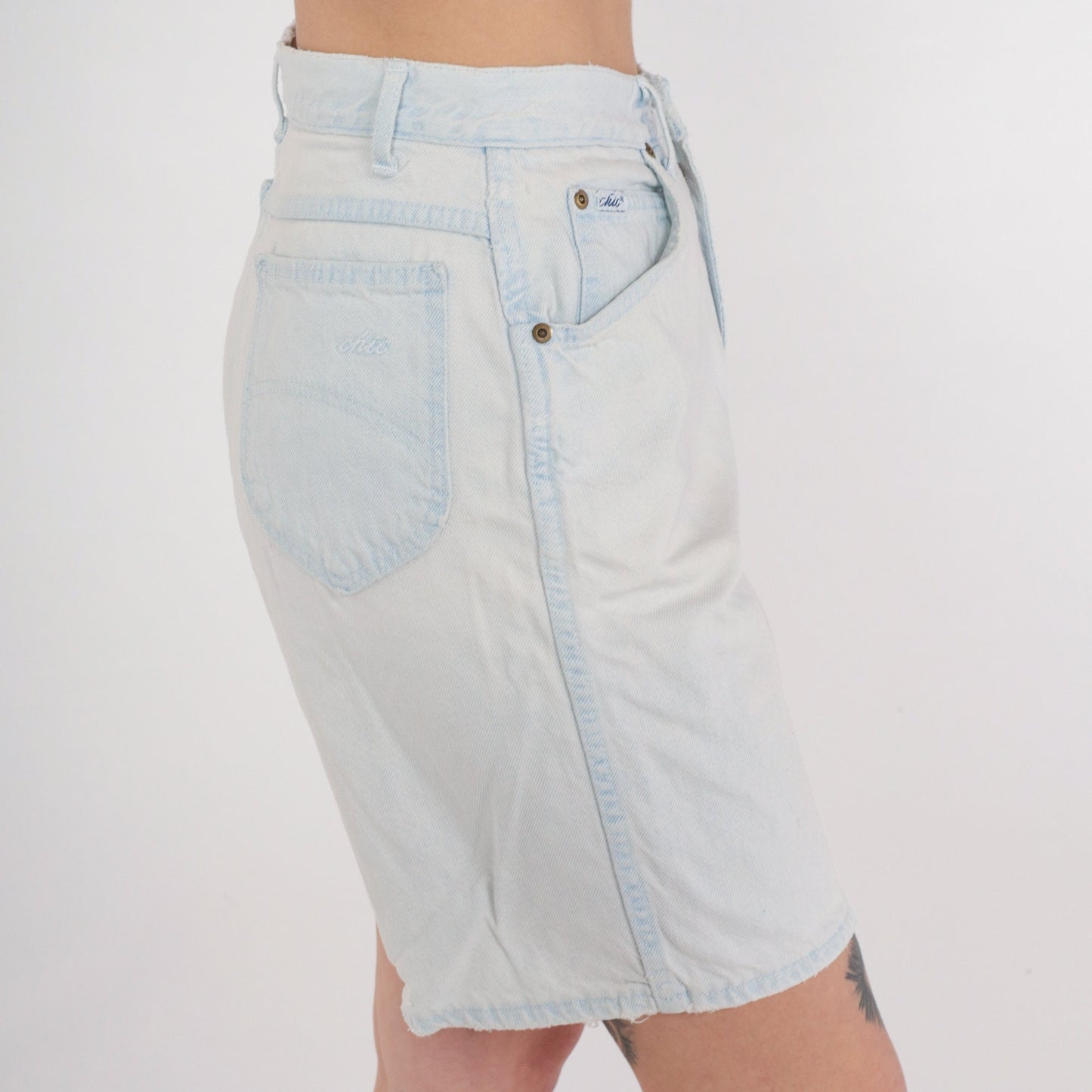 90s Light Wash Denim Shorts High Rise Stone Wash Jean Shorts Small