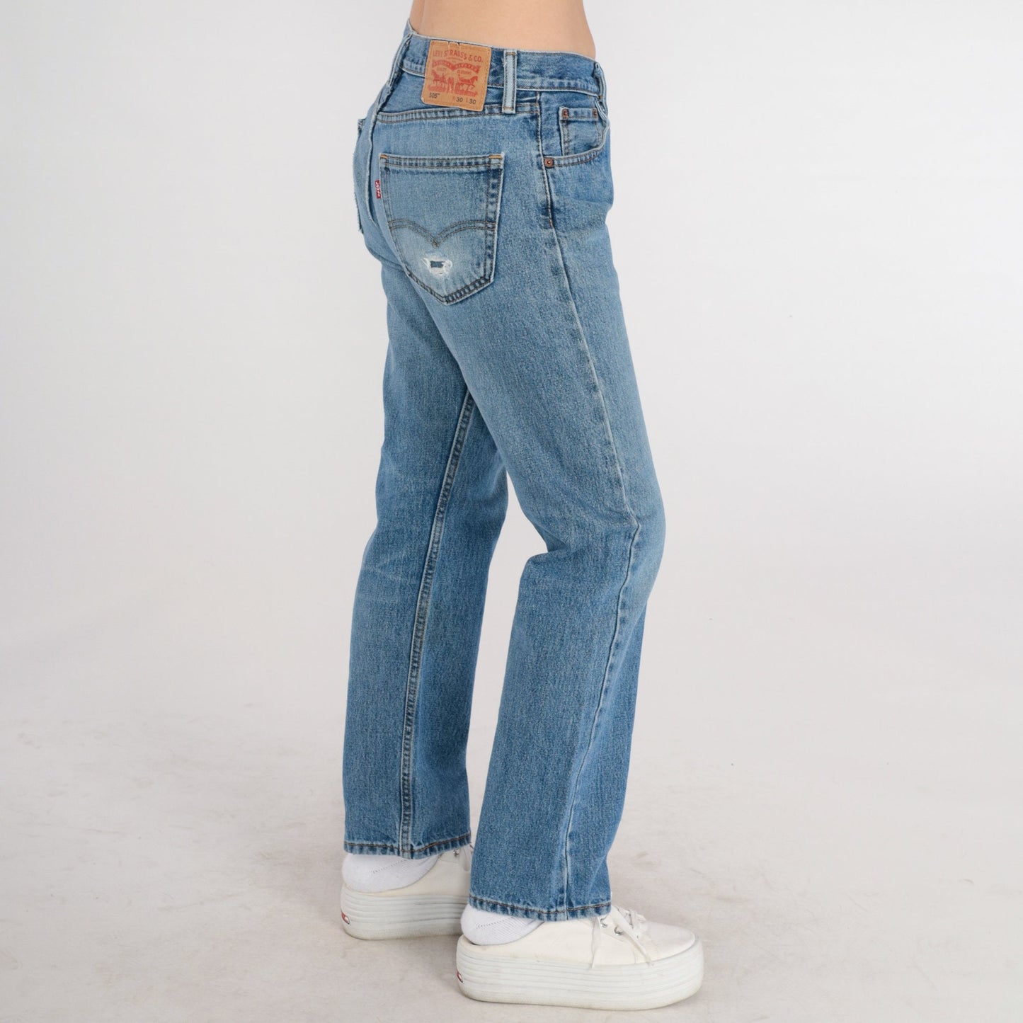 Y2K Levi's 505 Straight Leg Jeans Mid Rise Blue Denim Medium 30x30