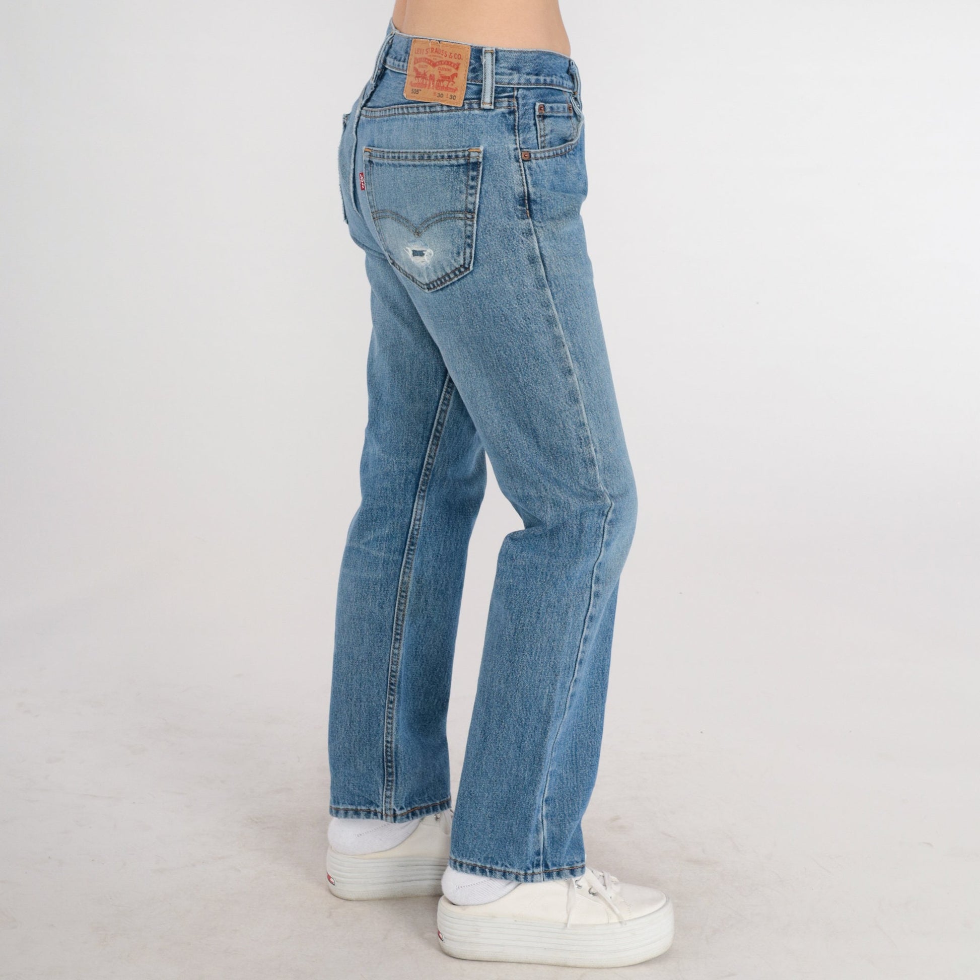 Y2K Levi's 505 Straight Leg Jeans Mid Rise Blue Denim Medium 30x30
