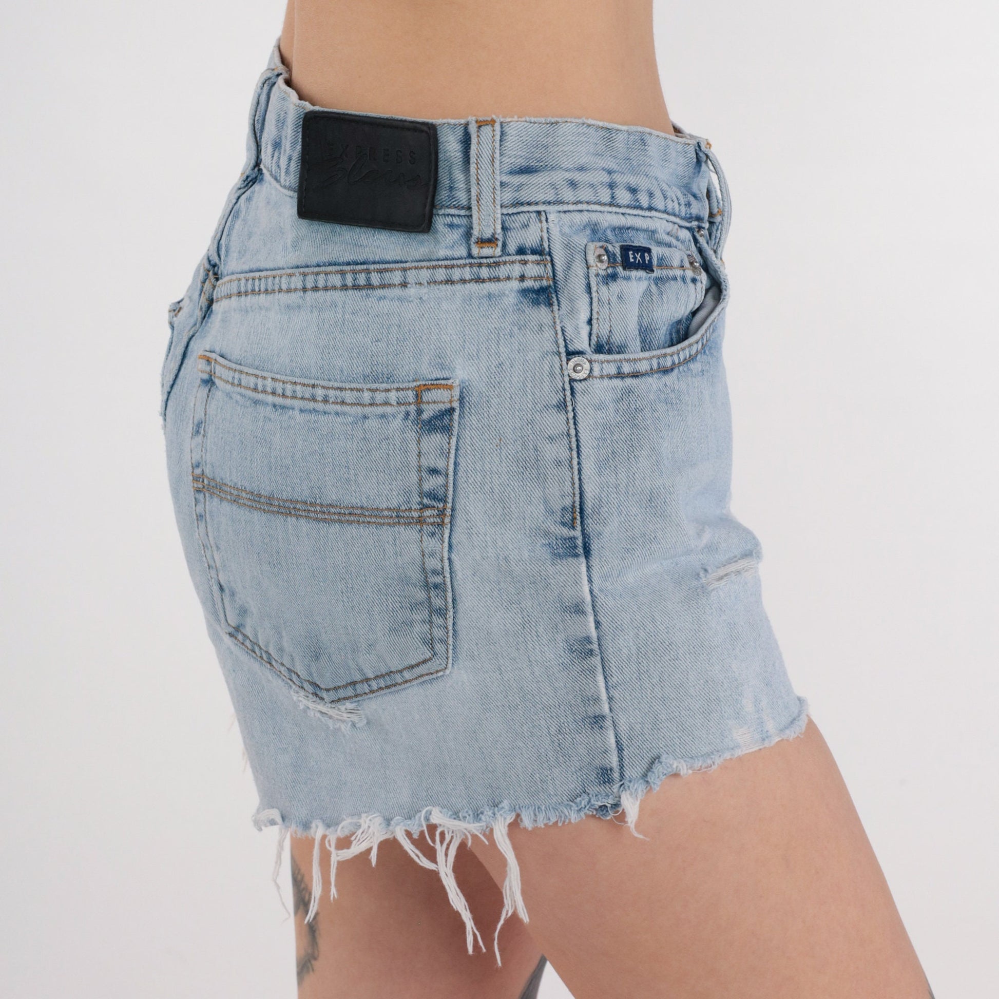 Y2K Express Blues Jean Shorts Mid Rise Denim Cutoff Medium 9