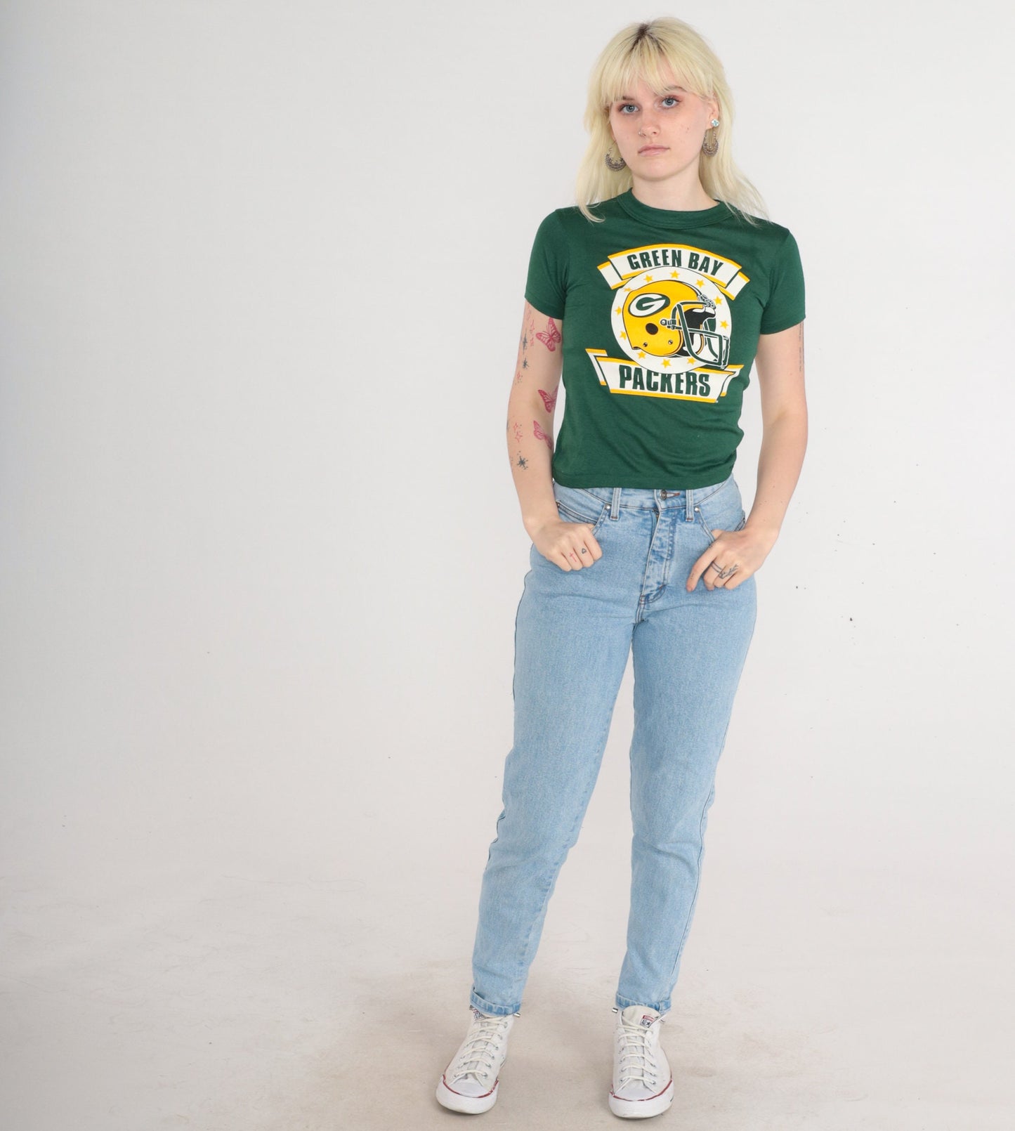 80s Green Bay Packers NFL Graphic T-Shirt New Old Stock Green Extra Small