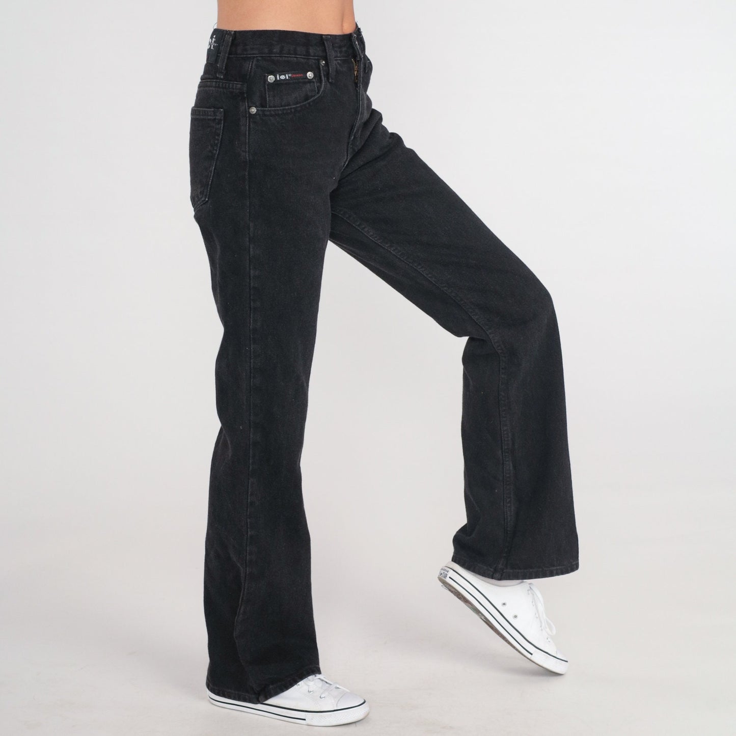 00s LEI Black Flare Jeans Mid Rise Denim Bellbottoms Small