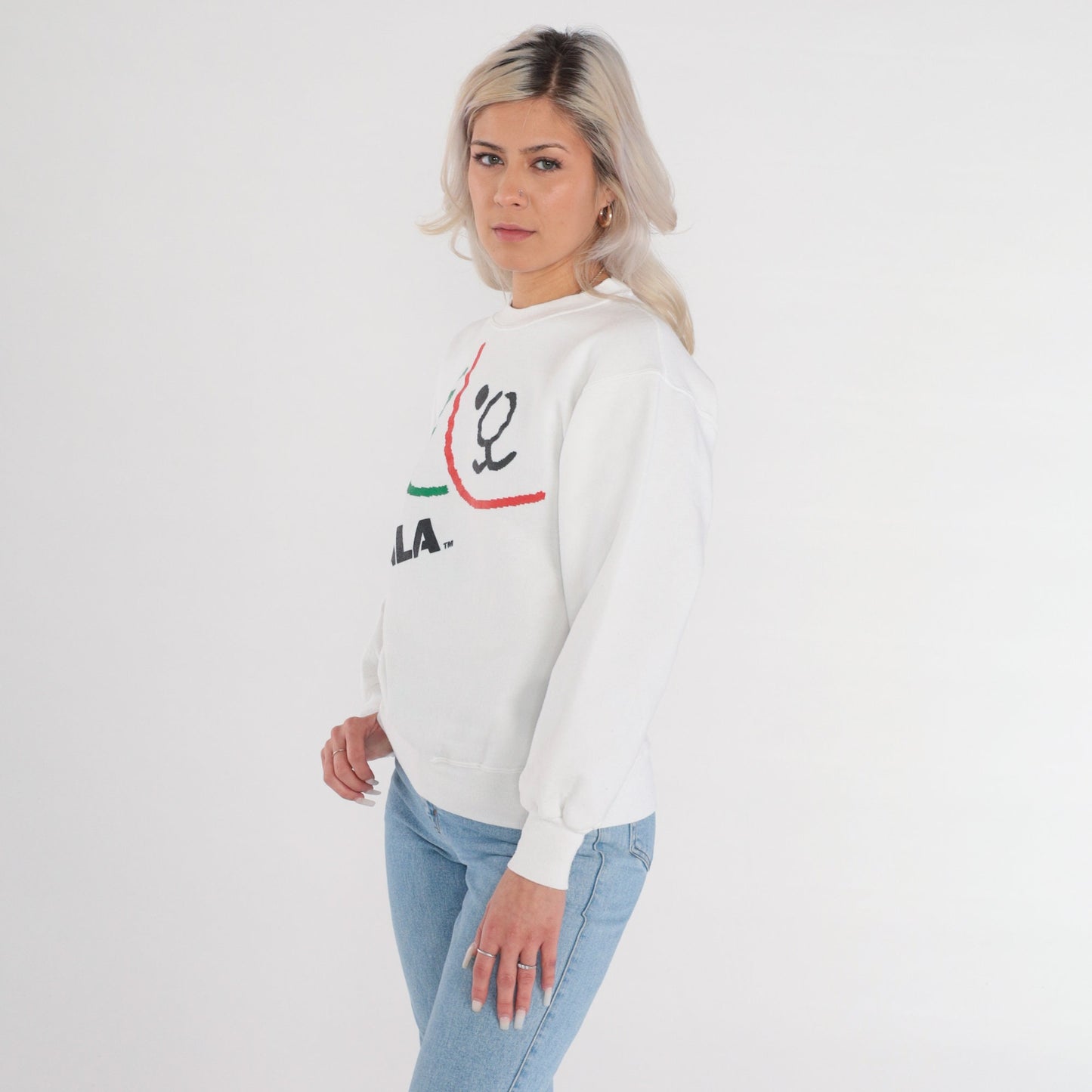 90s Jerzees Koala Bear Graphic Sweatshirt White Crewneck Small