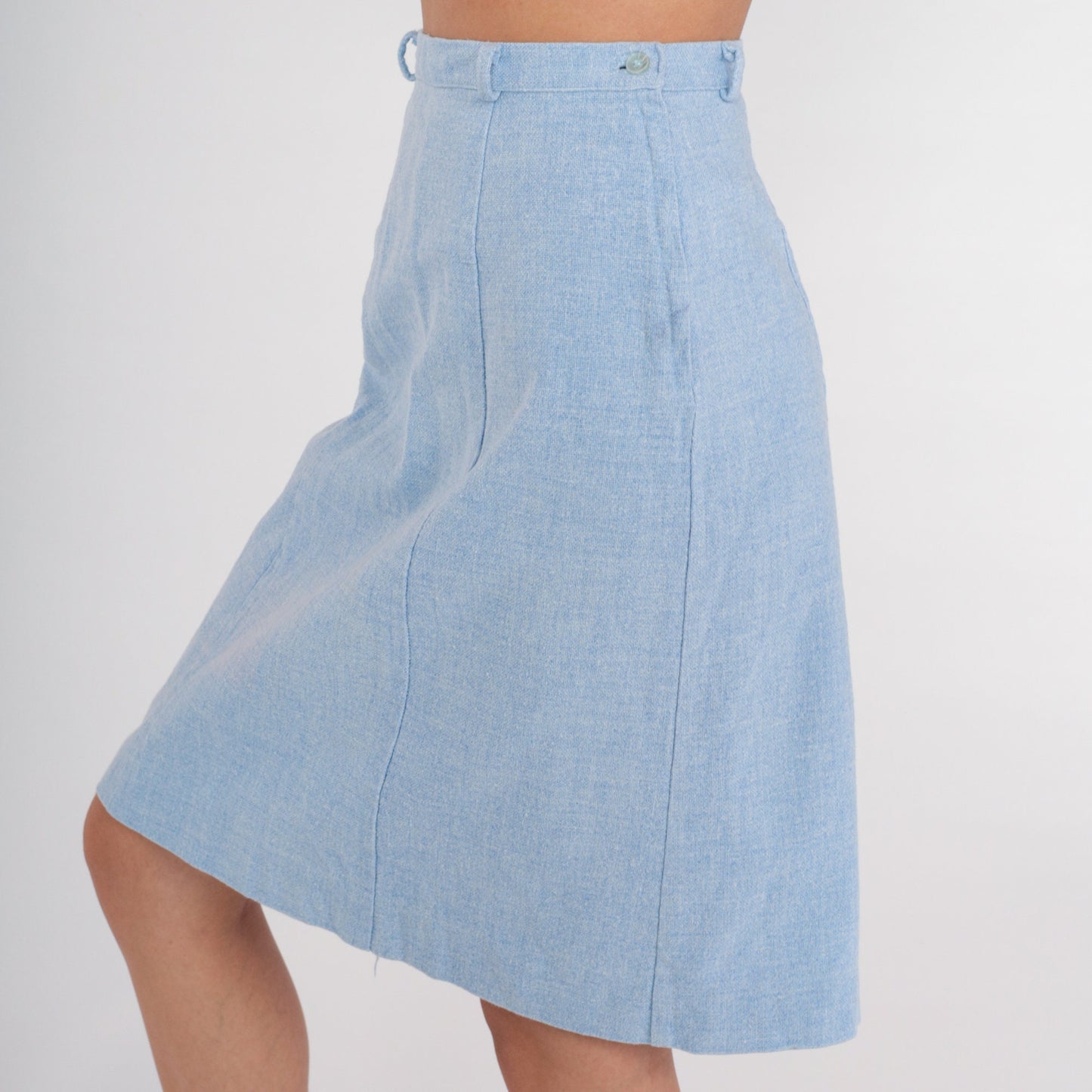80s Baby Blue High-Waist Mini Skirt Woven Extra Small XS
