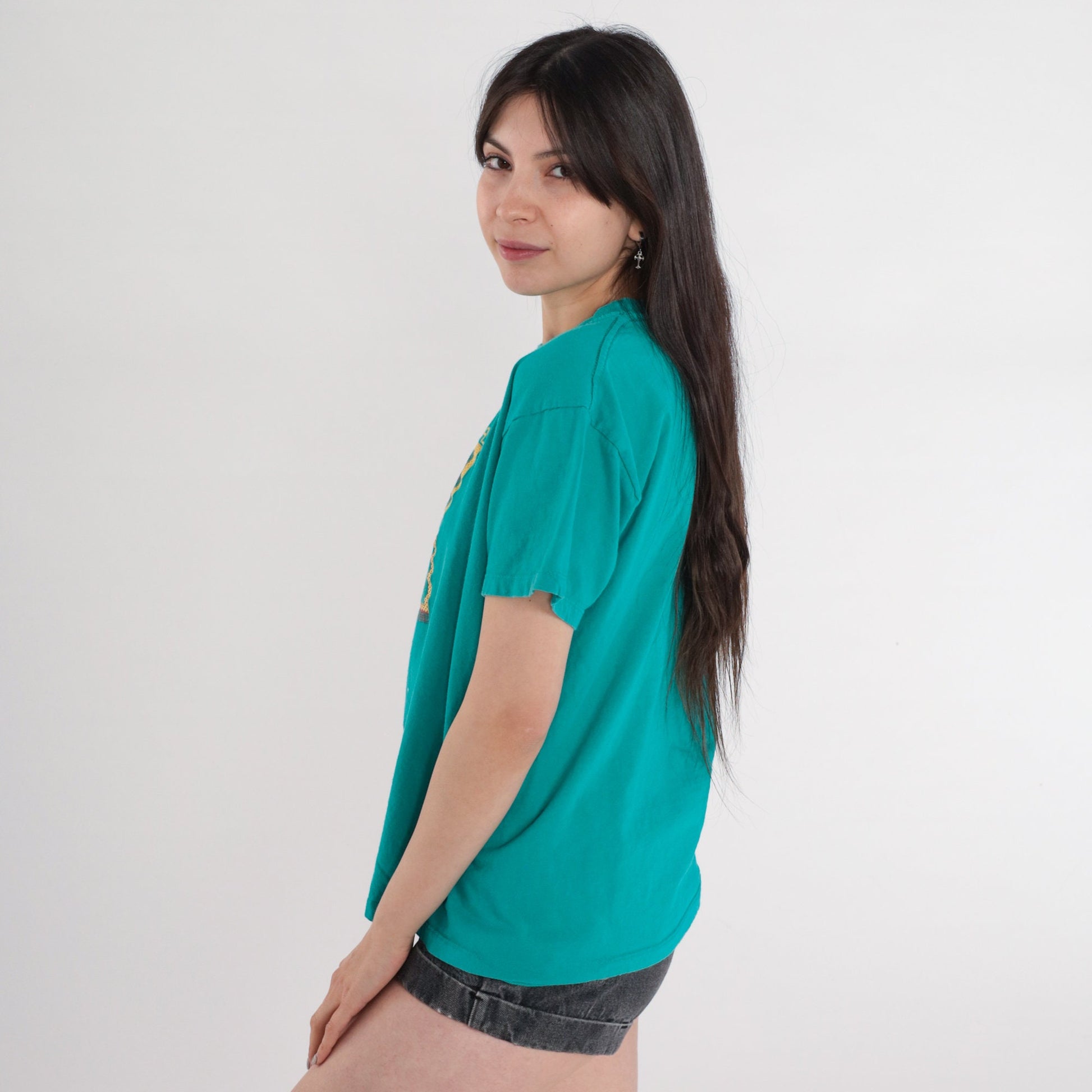 00s Cartagena Colombia Graphic T-Shirt Green Travel Tee Large