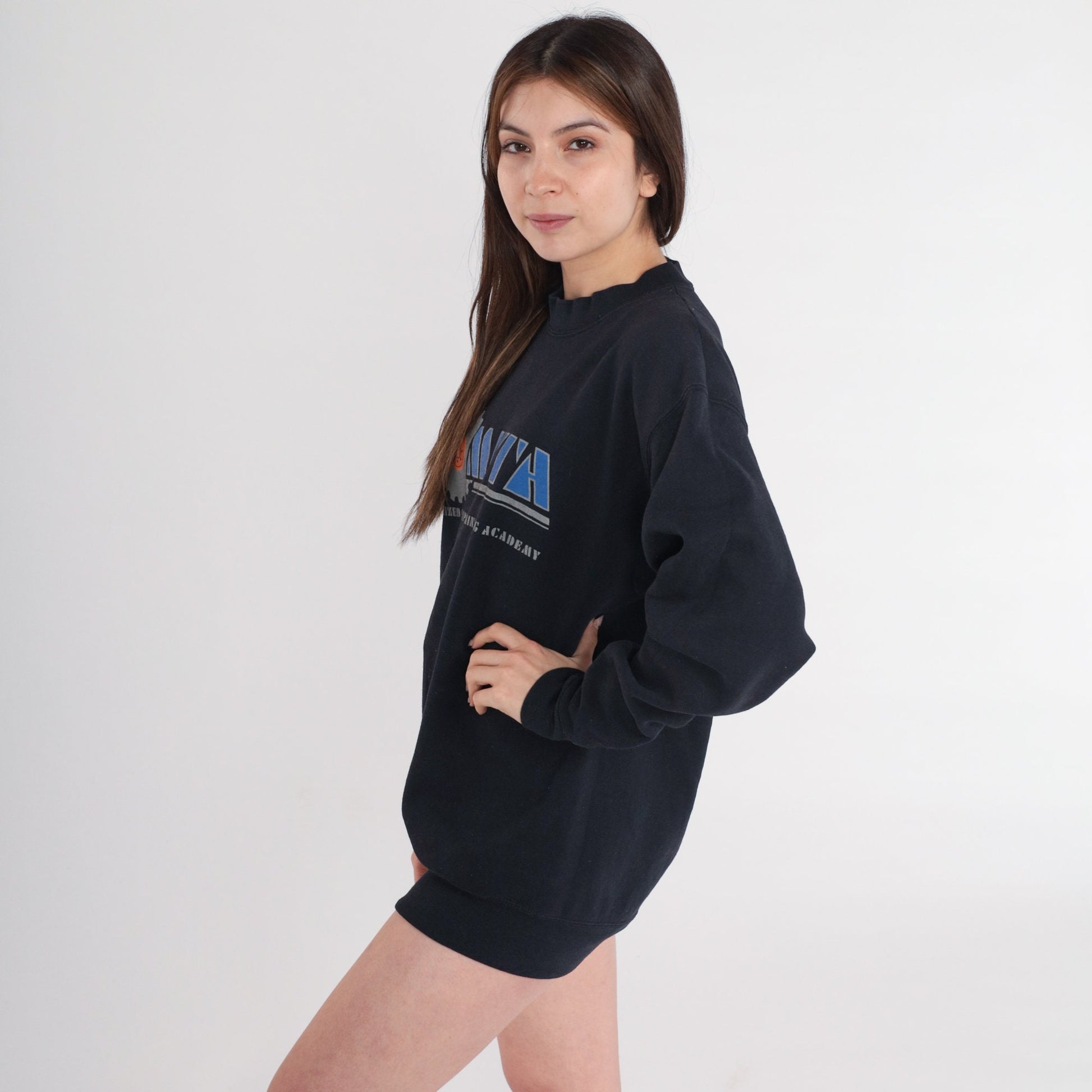 90s META Maintenance Equipment Training Academy Sweatshirt Black Crewneck Large L