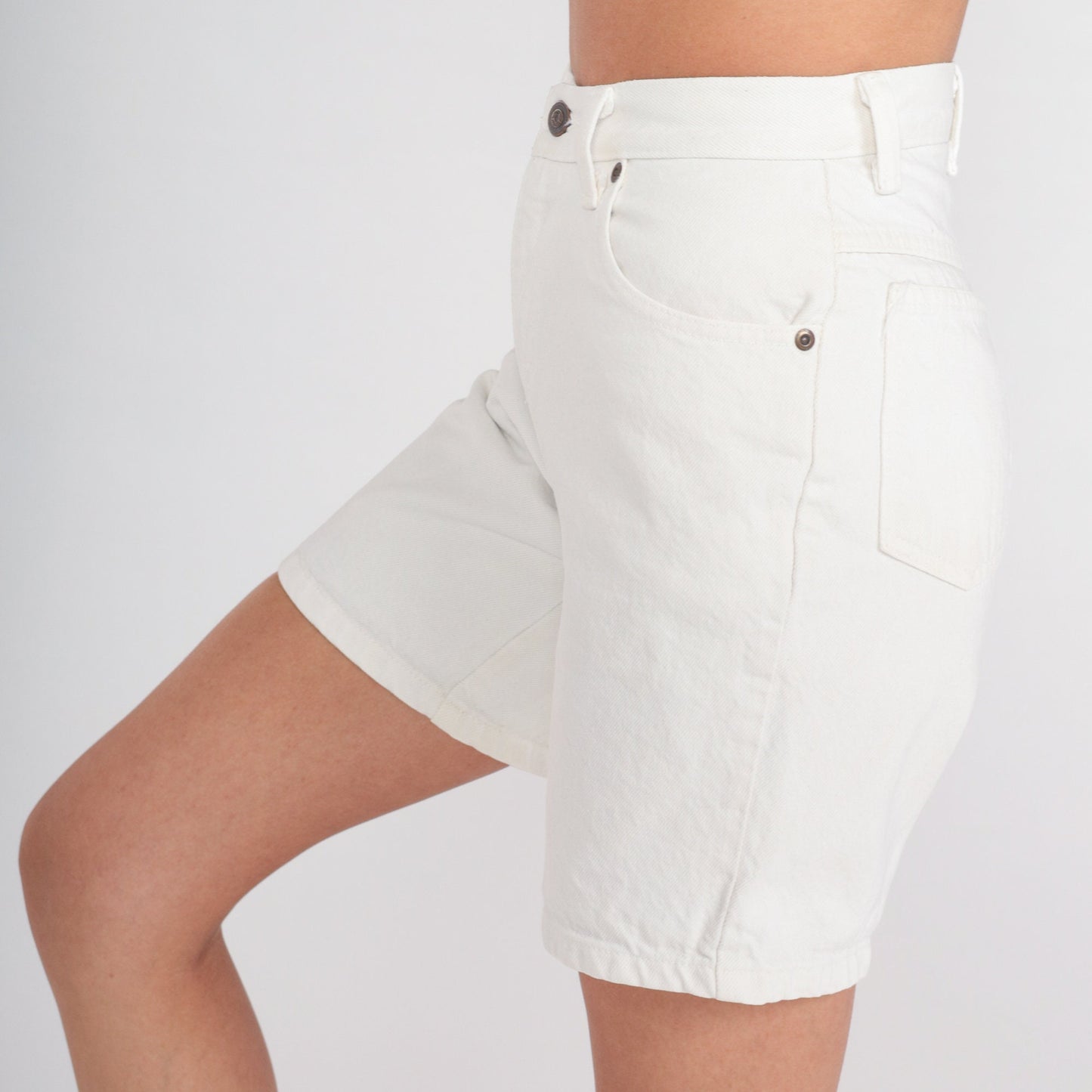 90s White Denim Shorts High Waist Cotton Jean Shorts XXS