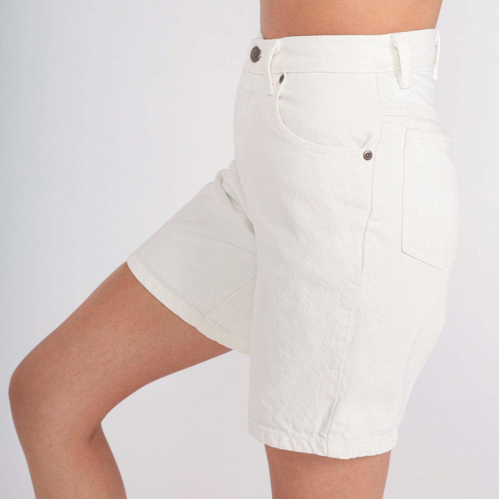 90s White Denim Shorts High Waist Cotton Jean Shorts XXS